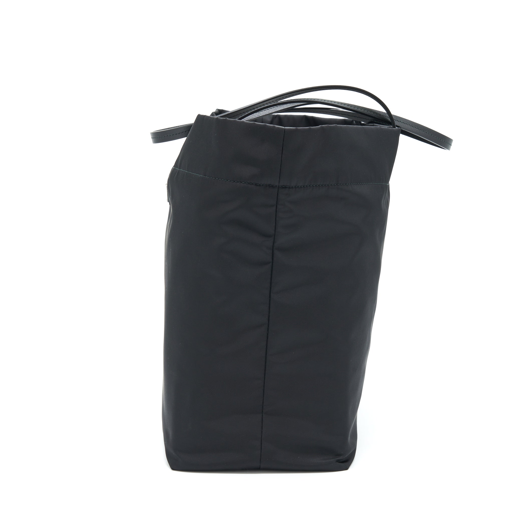 PRADA NYLON TOTE WITH LEATHER HANDLE BLACK SHW - Image 4