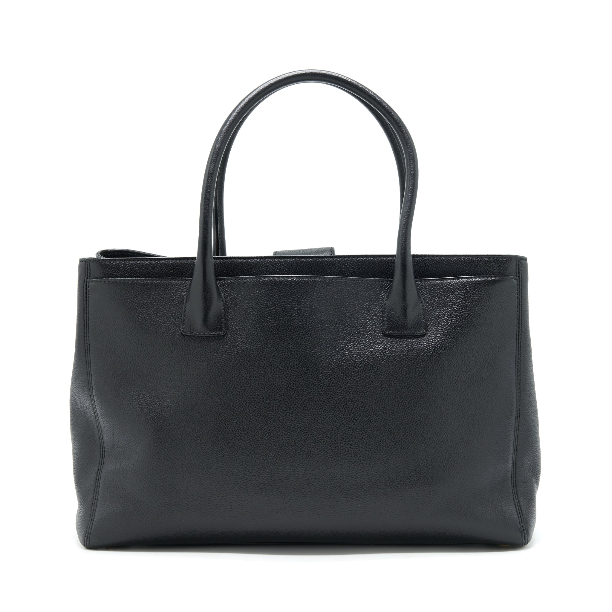 CHANEL CERF TOTE BAG GRAINED CALFSKIN BLACK GHW - Image 2