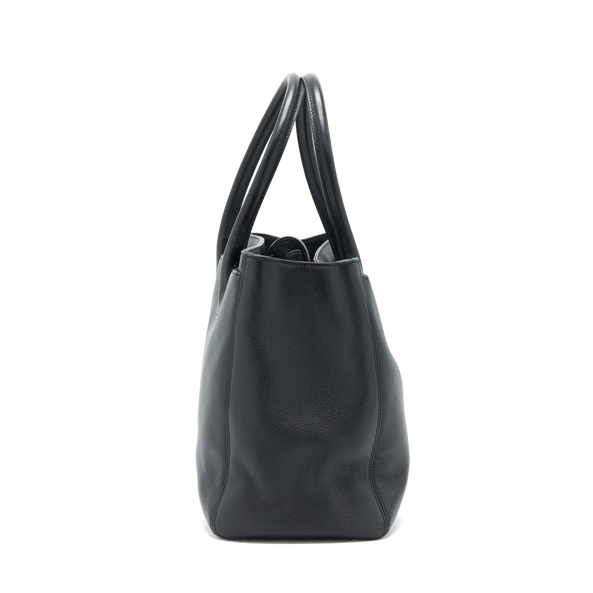 CHANEL CERF TOTE BAG GRAINED CALFSKIN BLACK GHW - Image 3