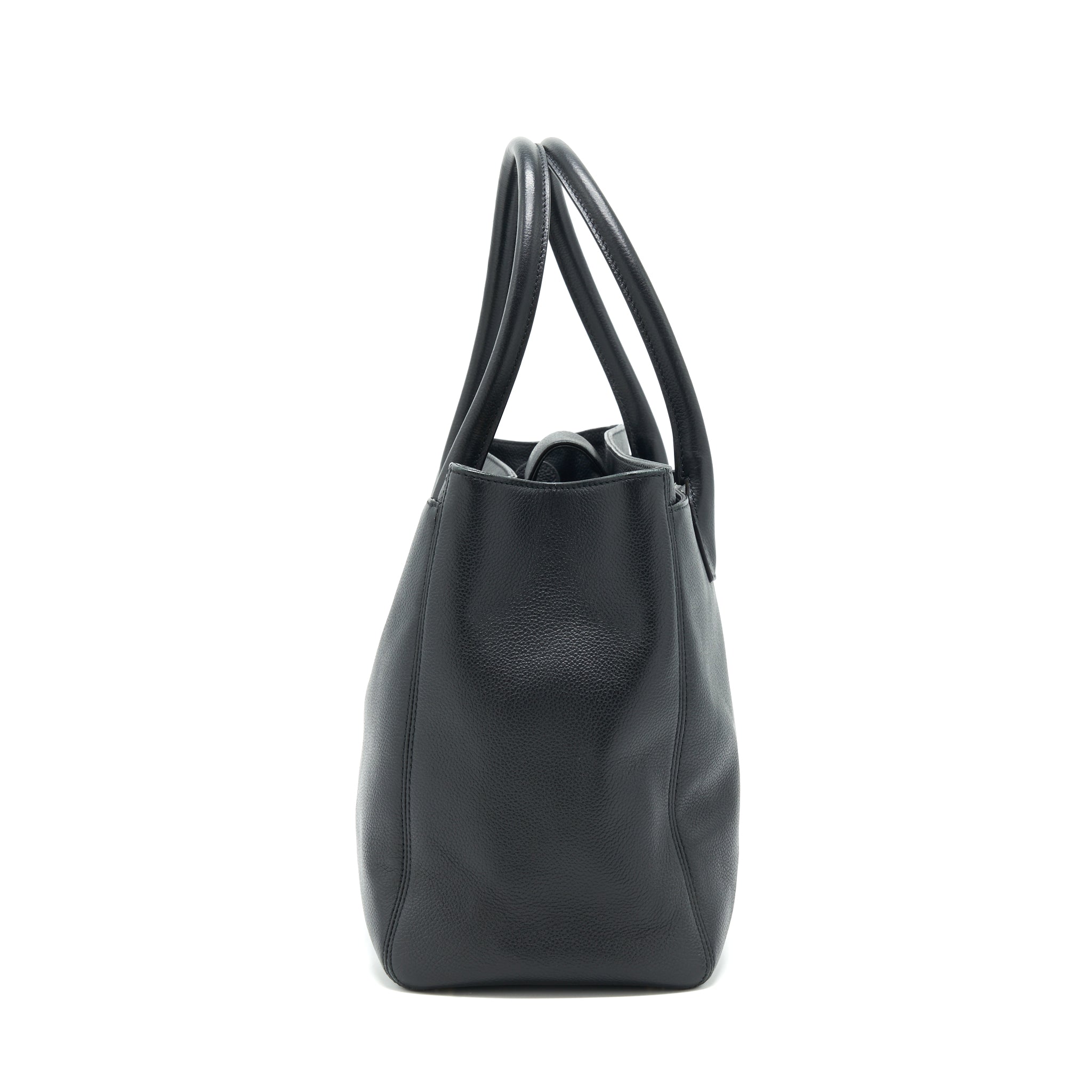 CHANEL CERF TOTE BAG GRAINED CALFSKIN BLACK GHW - Image 4