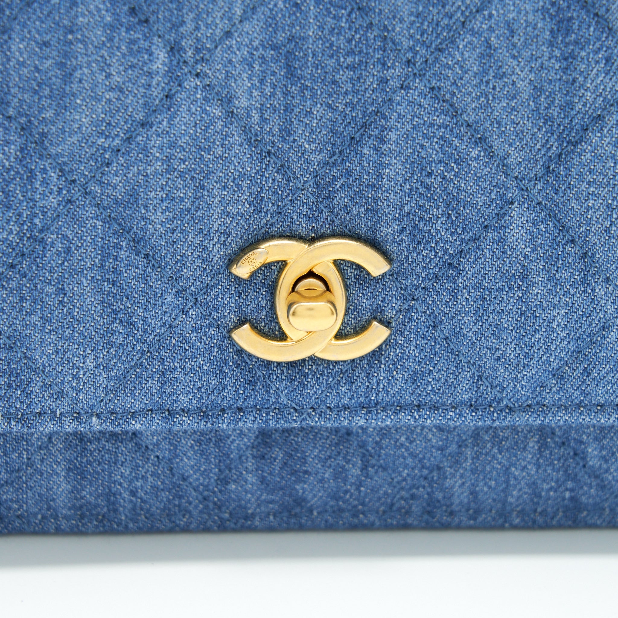 CHANEL PEARL CRUSH WALLET ON CHAIN DENIM BLUE GHW (MICROCHIP) - Image 6