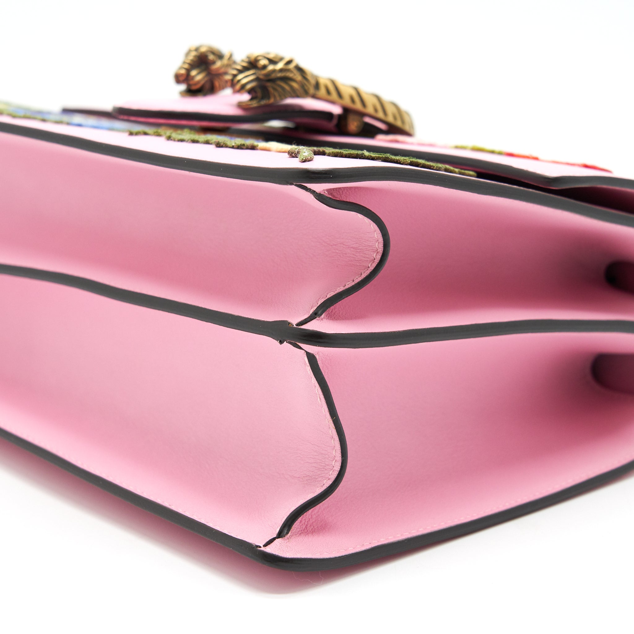 GUCCI DIONYSUS BAMBOO TOP HANDLE BAG EMBROIDERED LEATHER MEDIUM PINK - Image 9