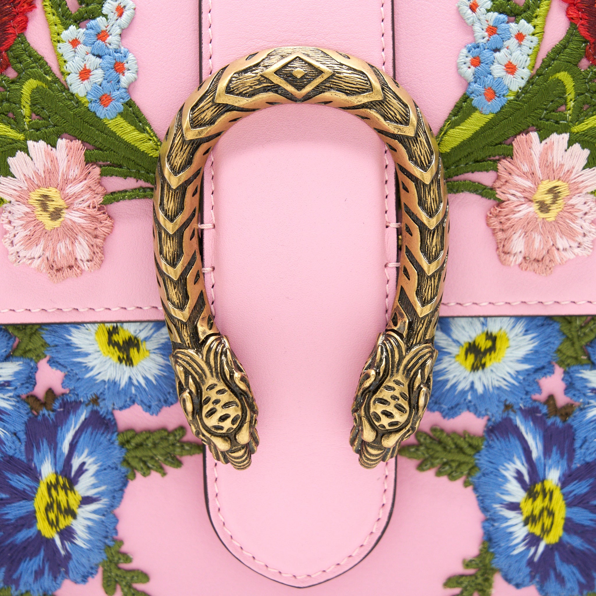 GUCCI DIONYSUS BAMBOO TOP HANDLE BAG EMBROIDERED LEATHER MEDIUM PINK - Image 10
