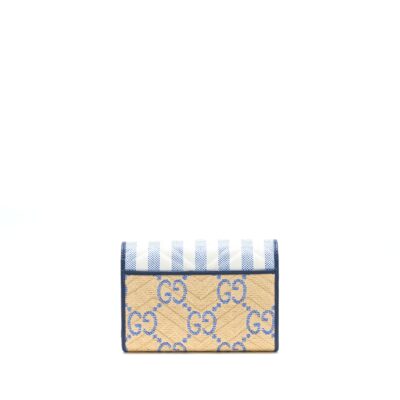 Alternative view of GUCCI GG MARMONT FLAP BAG MATELASSE RAFFIA BLUE/MULTICOLOUR BRUSHED GHW