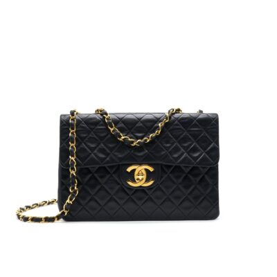 CHANEL VINTAGE MAXI FLAP BAG BLACK 24K GHW
