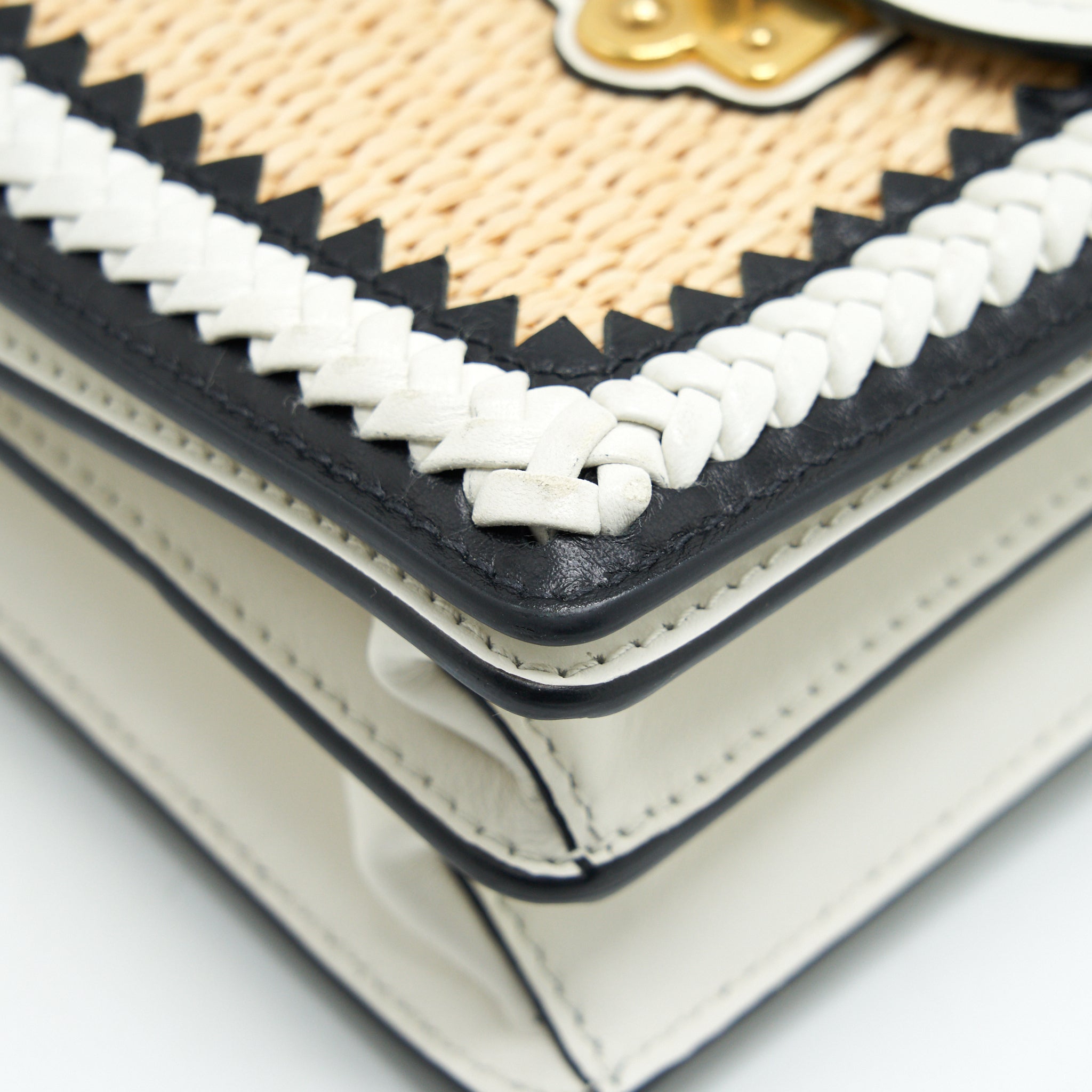 PRADA CITY CALF RAFFIA SAFFIANO CAHIER BAG WHITE - Image 7