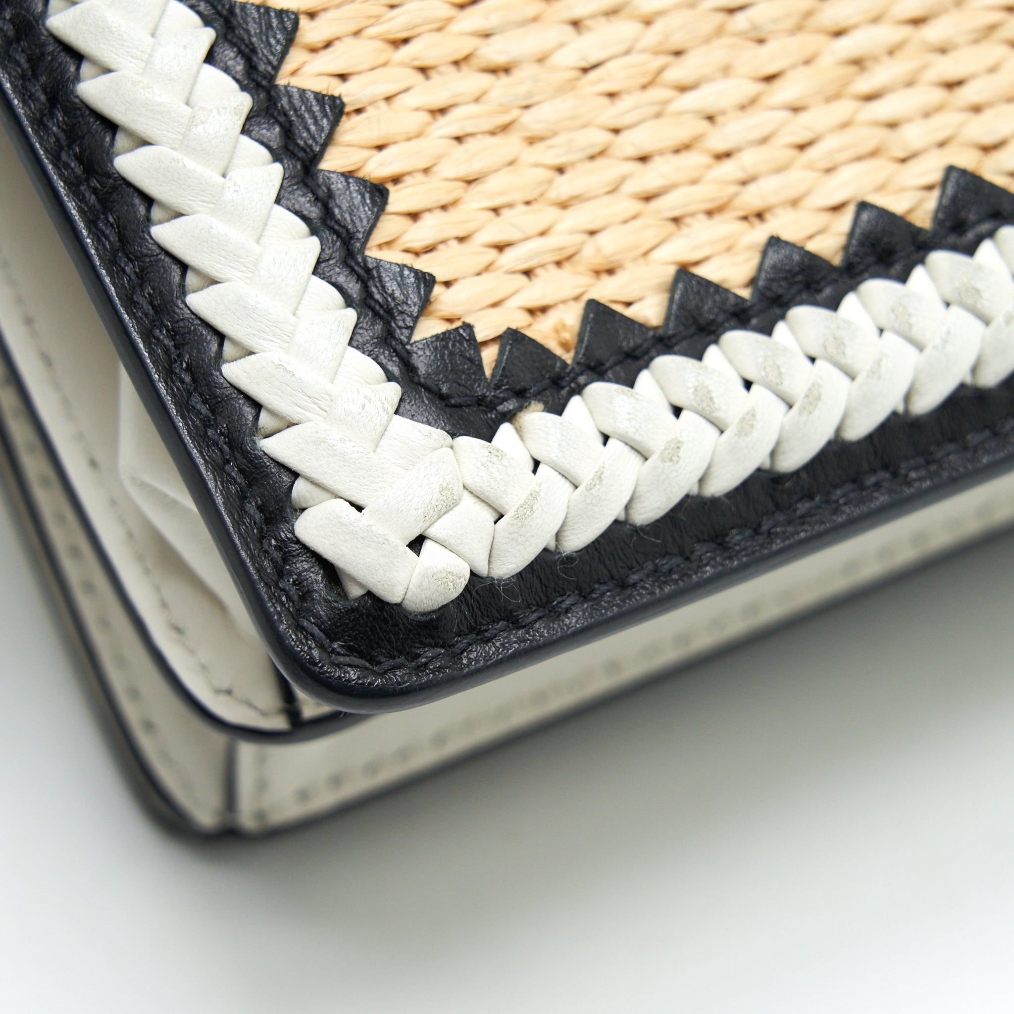 PRADA CITY CALF RAFFIA SAFFIANO CAHIER BAG WHITE - Image 9
