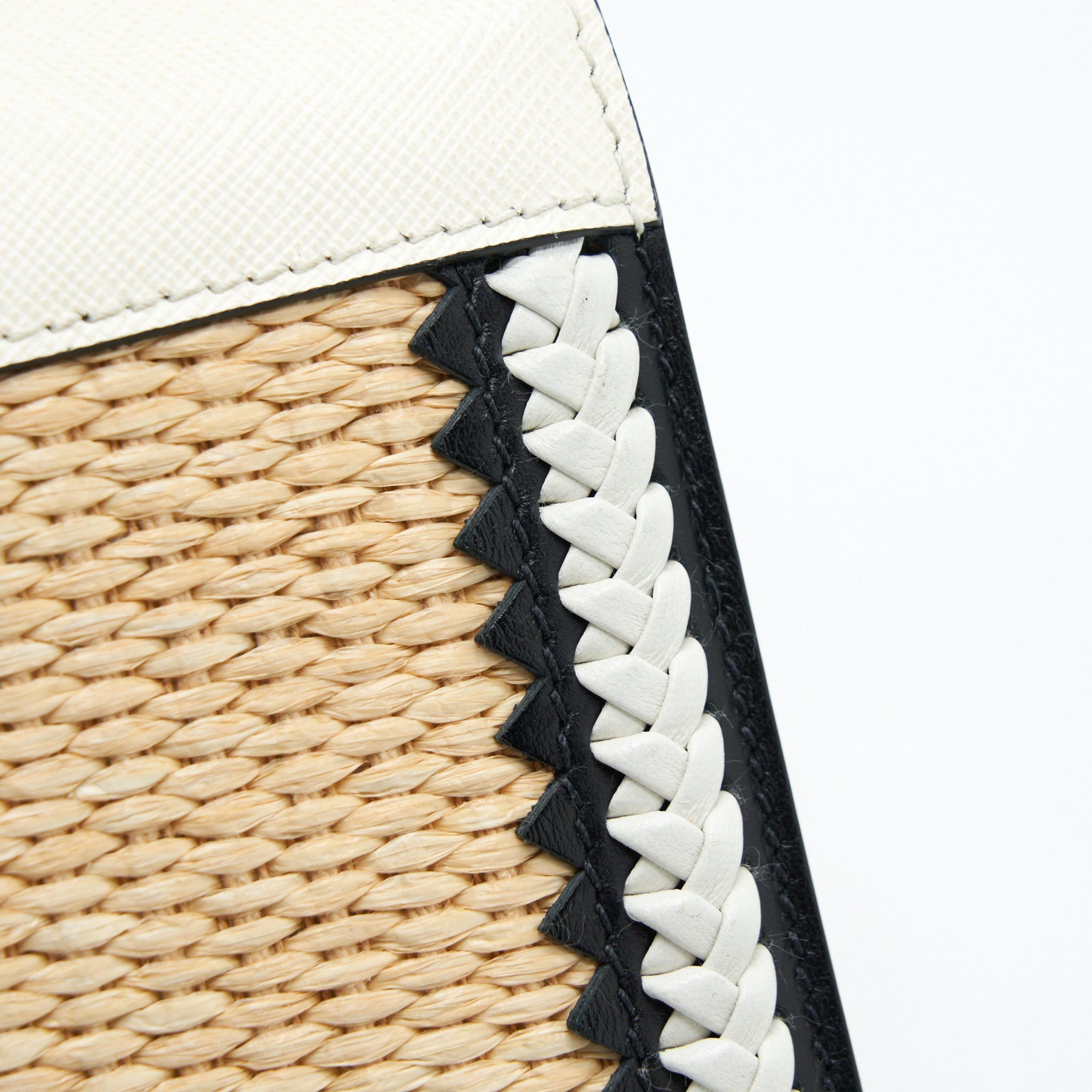 PRADA CITY CALF RAFFIA SAFFIANO CAHIER BAG WHITE - Image 12