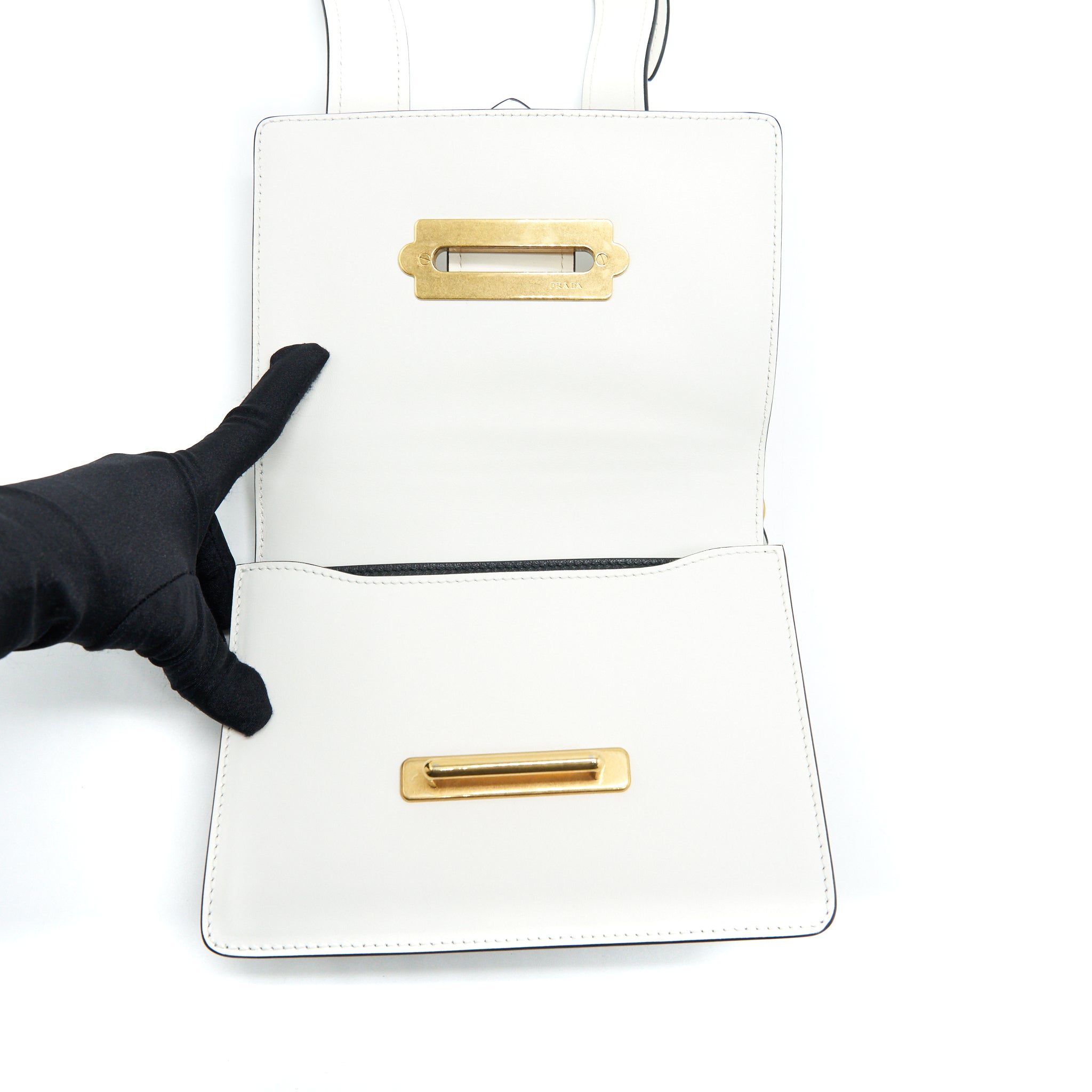 PRADA CITY CALF RAFFIA SAFFIANO CAHIER BAG WHITE - Image 5