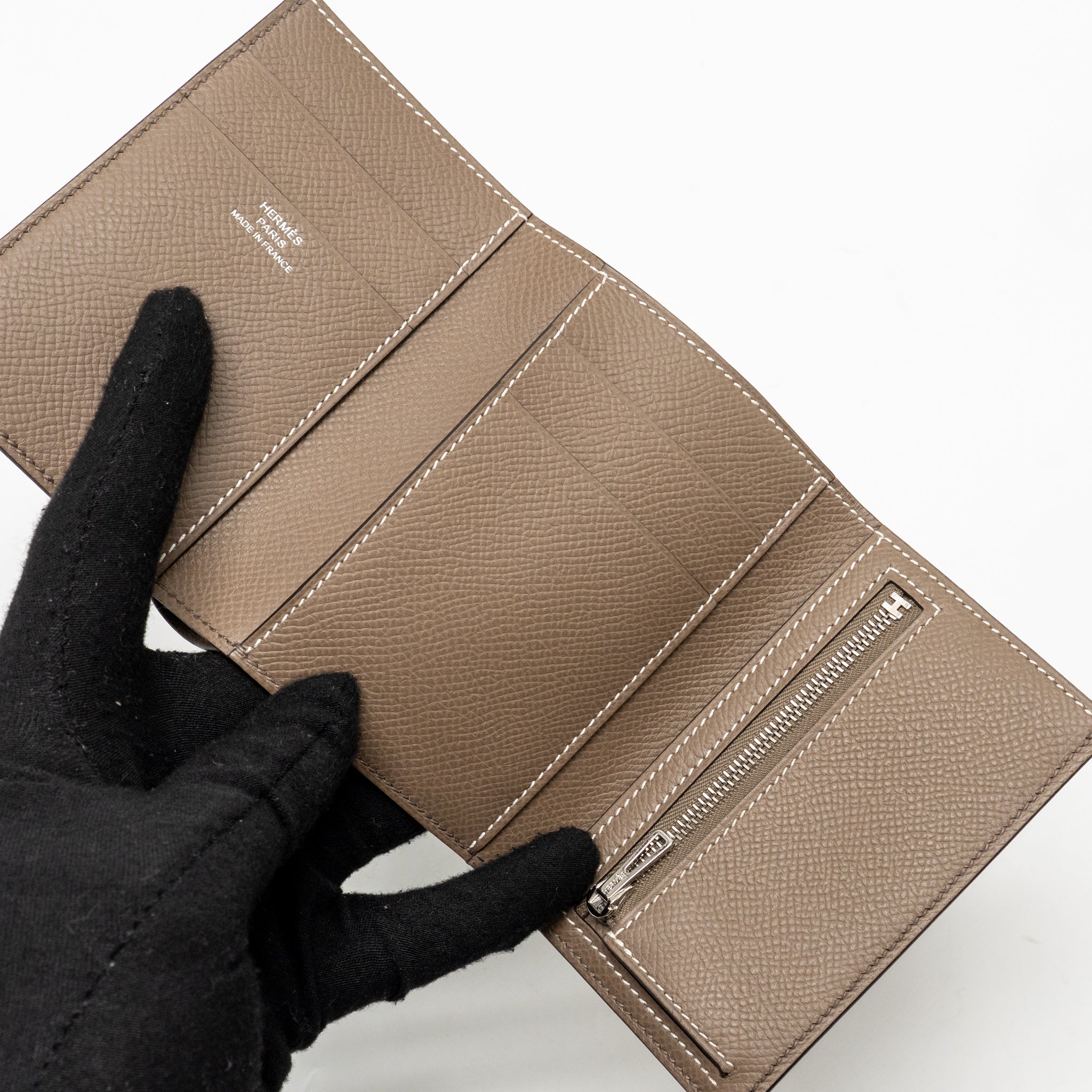 HERMES BEARN COMPACT WALLET EPSOM GRIS ETAIN SHW - Image 10