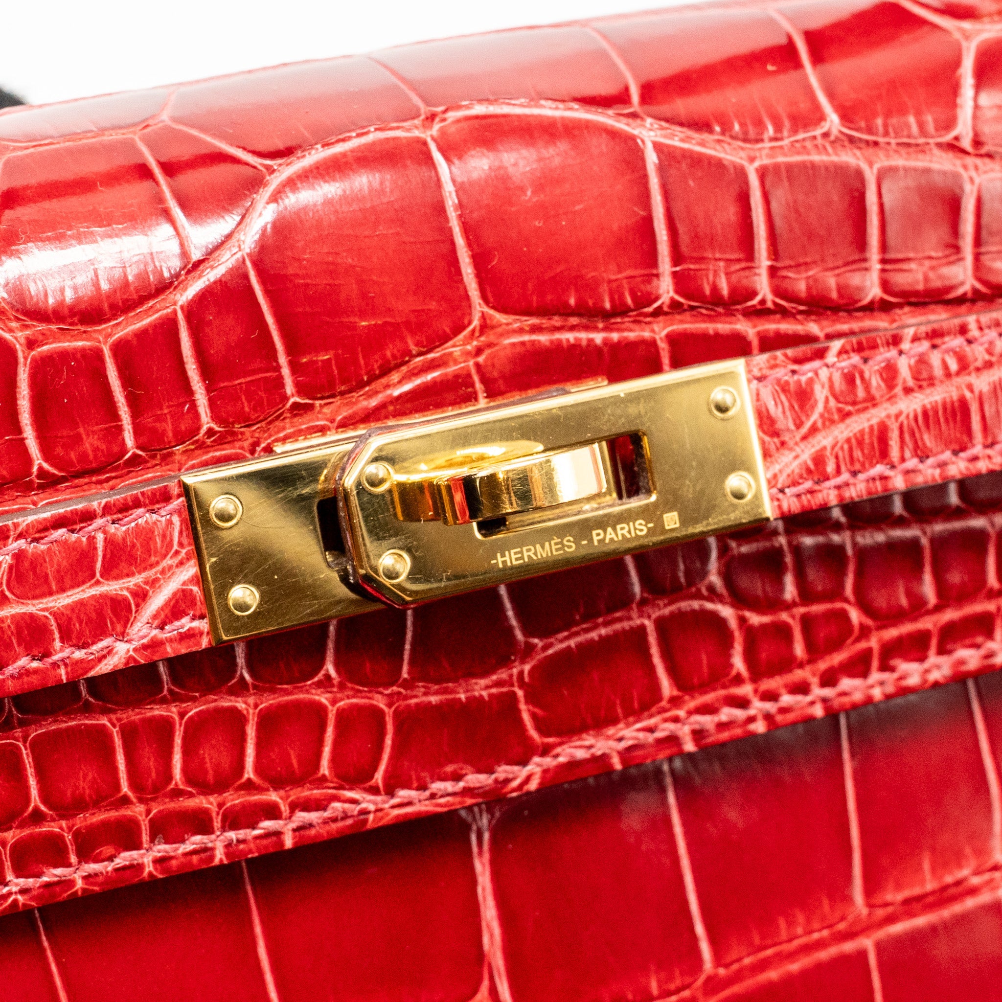 HERMES KELLY 25 CROCODILE POROUS BRAISE GHW - Image 14
