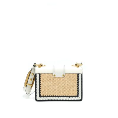 Alternative view of PRADA CITY CALF RAFFIA SAFFIANO CAHIER BAG WHITE