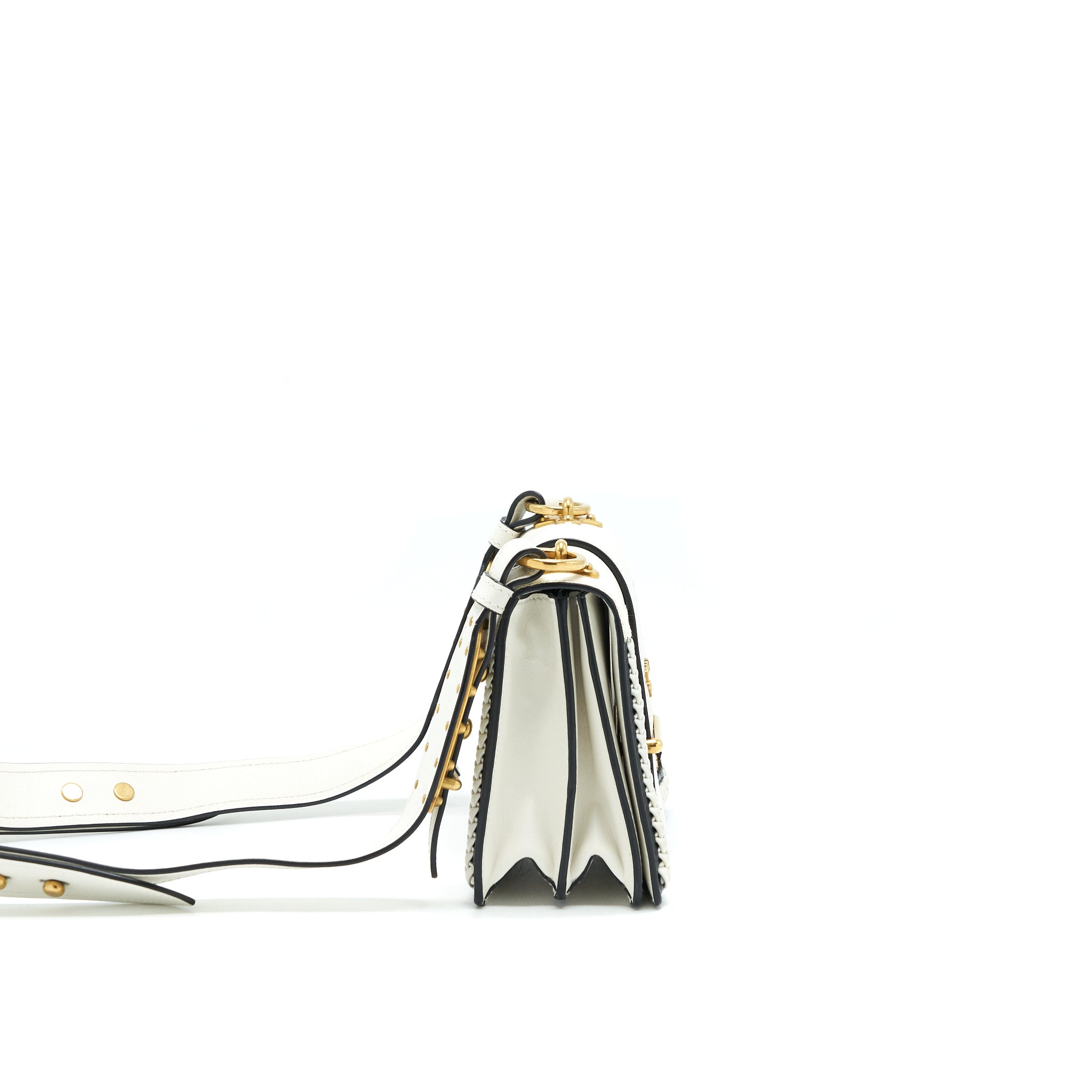 PRADA CITY CALF RAFFIA SAFFIANO CAHIER BAG WHITE - Image 3