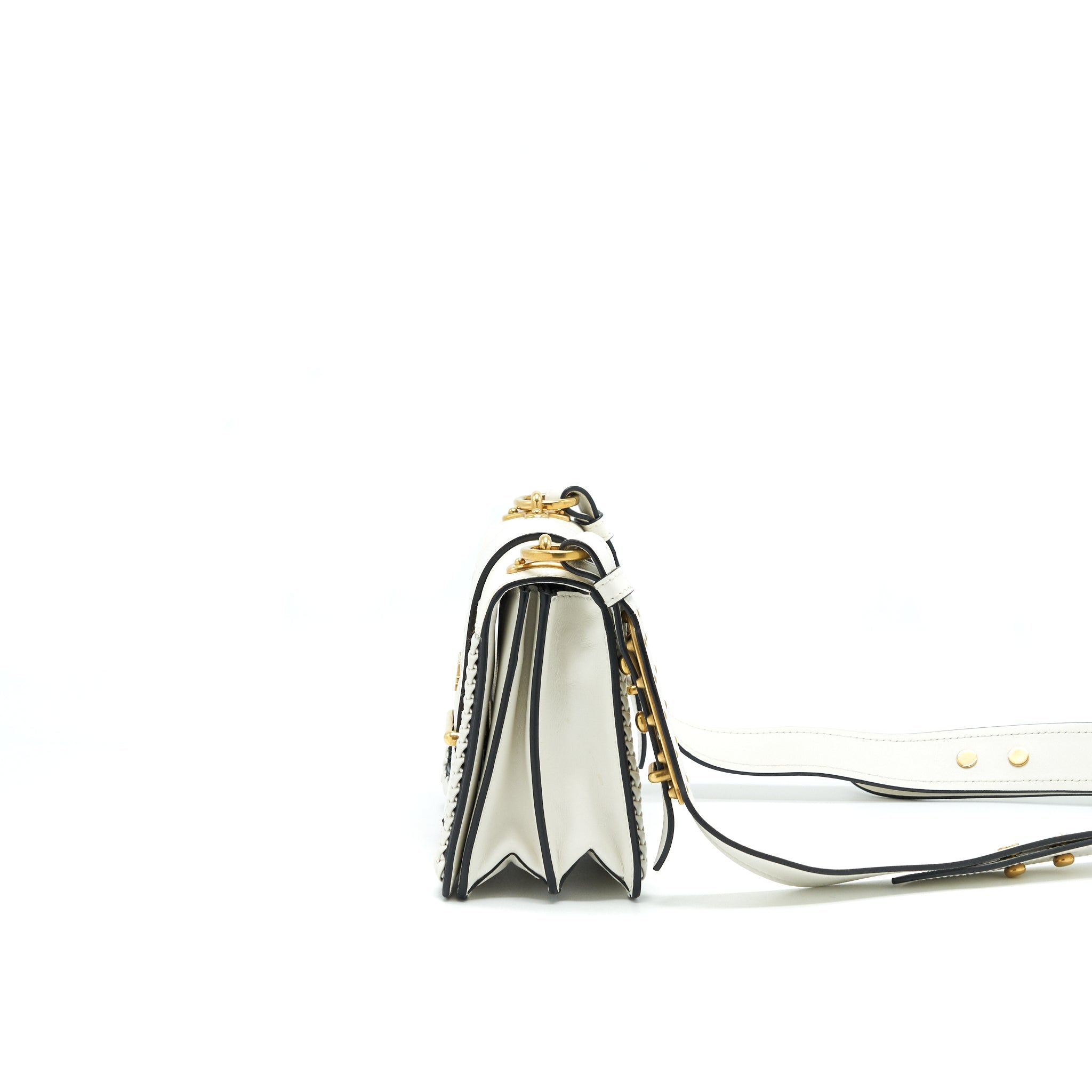 PRADA CITY CALF RAFFIA SAFFIANO CAHIER BAG WHITE - Image 4