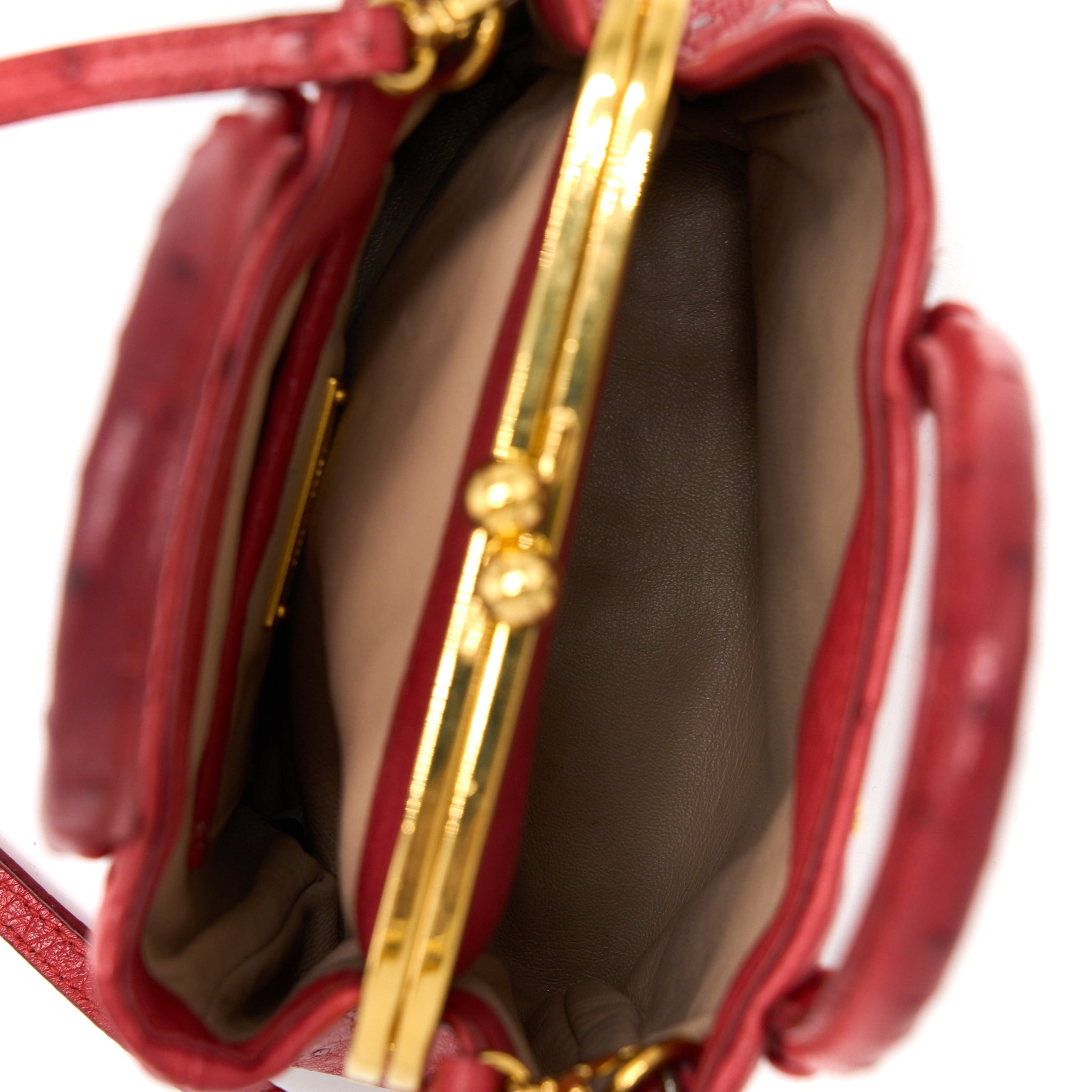 MIUMIU TOTE BAG OSTRICH RED GHW - Image 6
