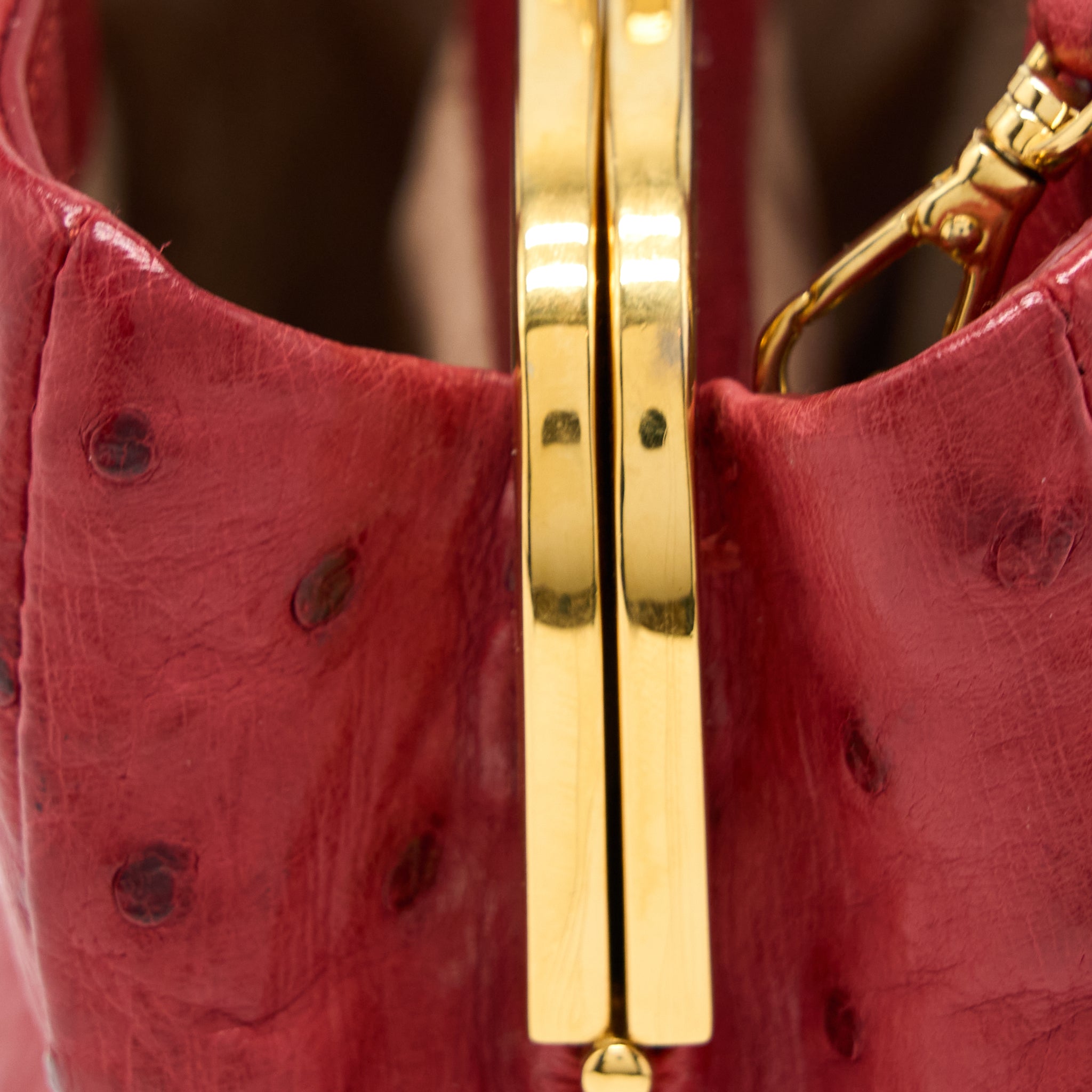 MIUMIU TOTE BAG OSTRICH RED GHW - Image 7