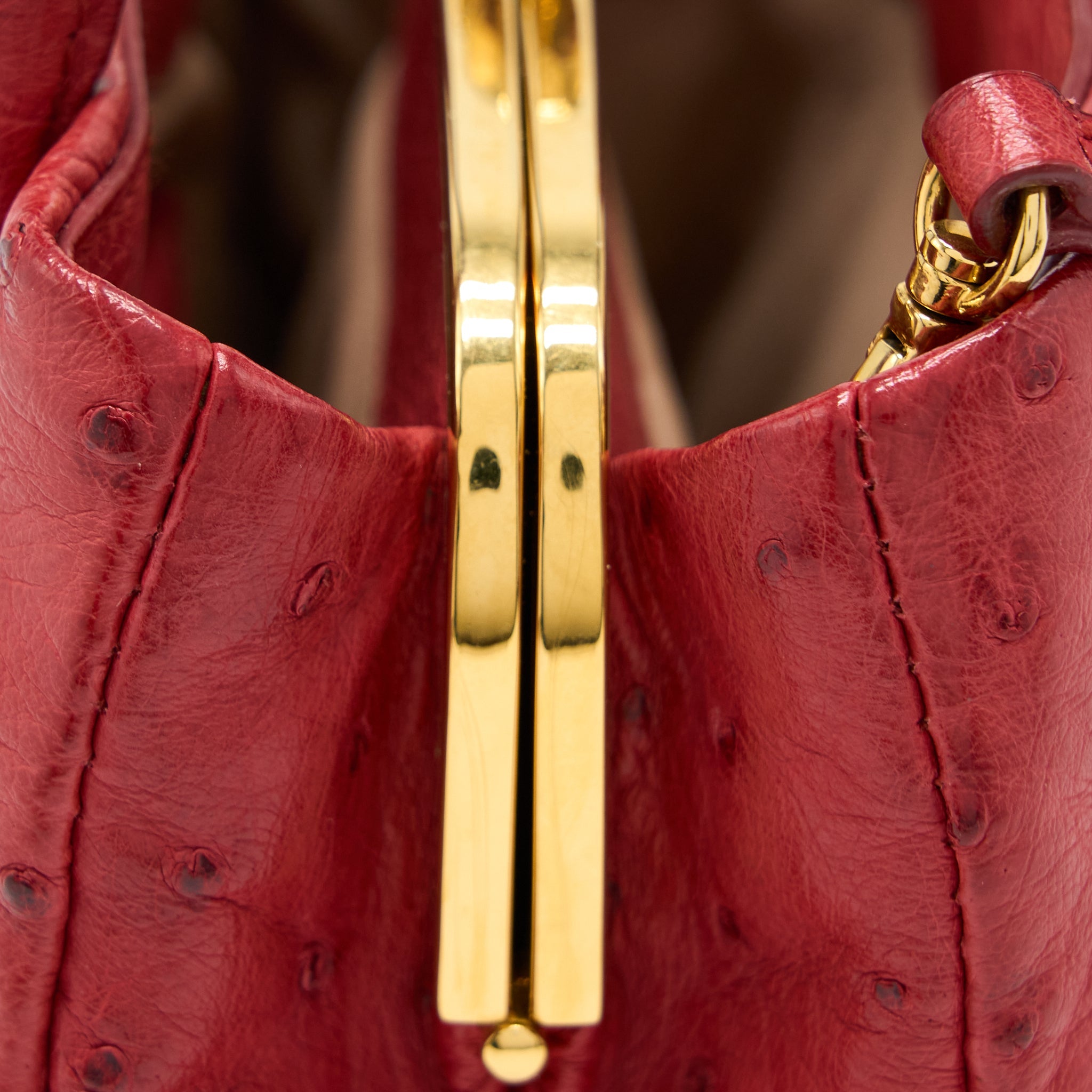 MIUMIU TOTE BAG OSTRICH RED GHW - Image 8