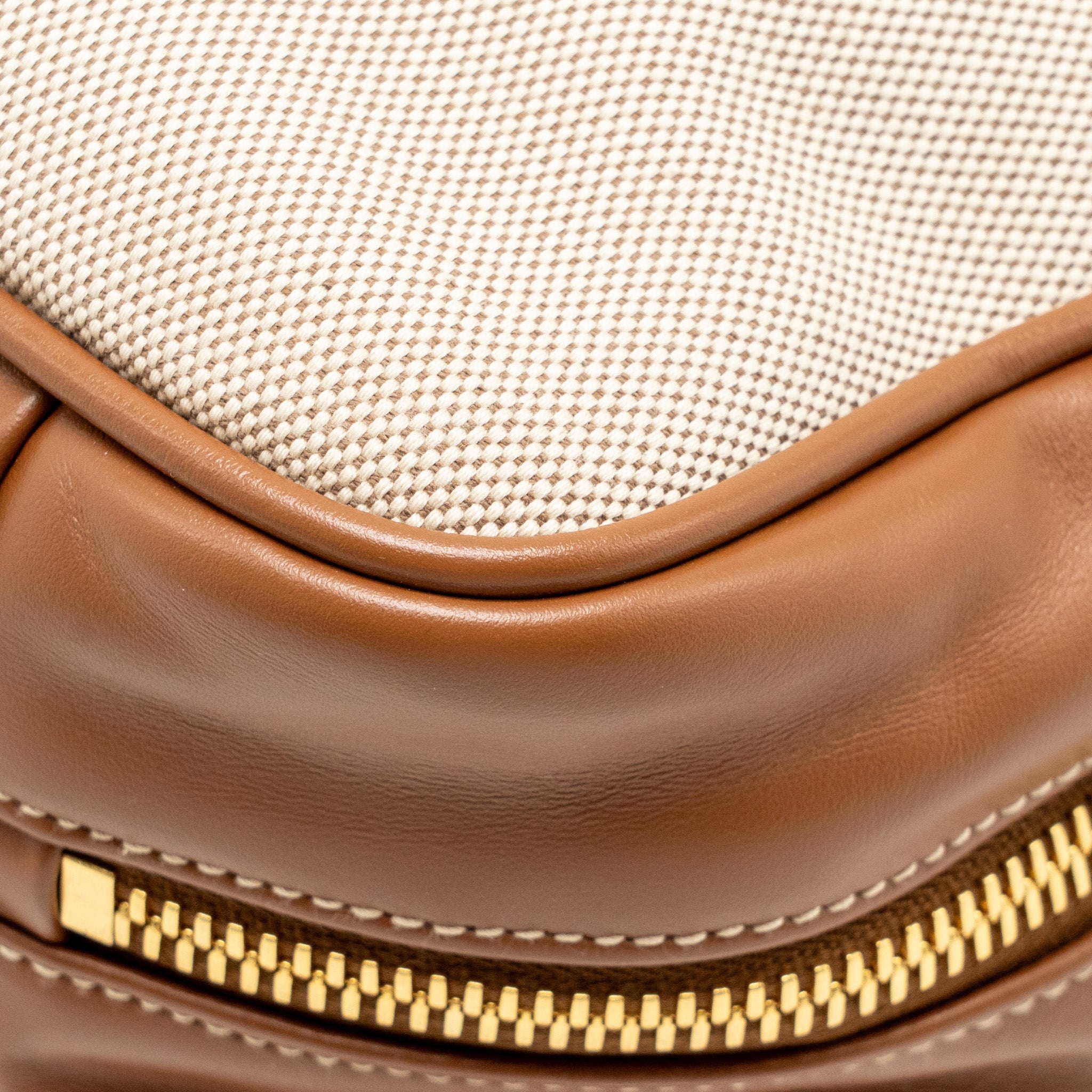 MIU MIU BEAU BAG CANVAS/LEATHER BEIGE/BRANDY GHW - Image 10