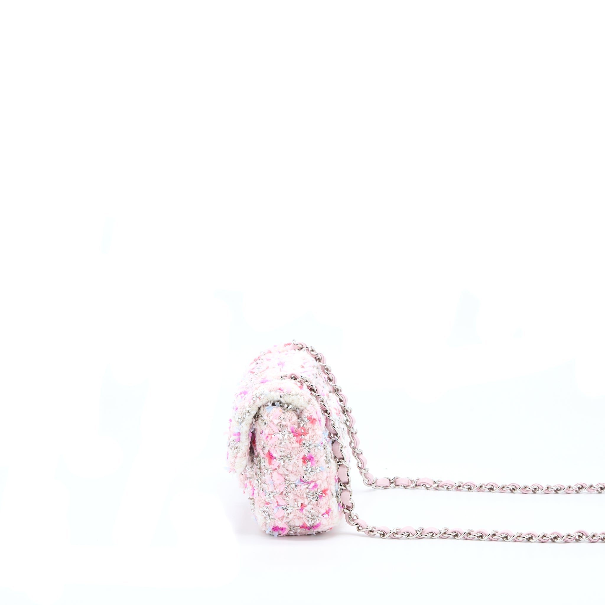 CHANEL SEASONAL MINI RECTANGULAR FLAP BAG TWEED PINK/MULTICOLOUR SHW - Image 3