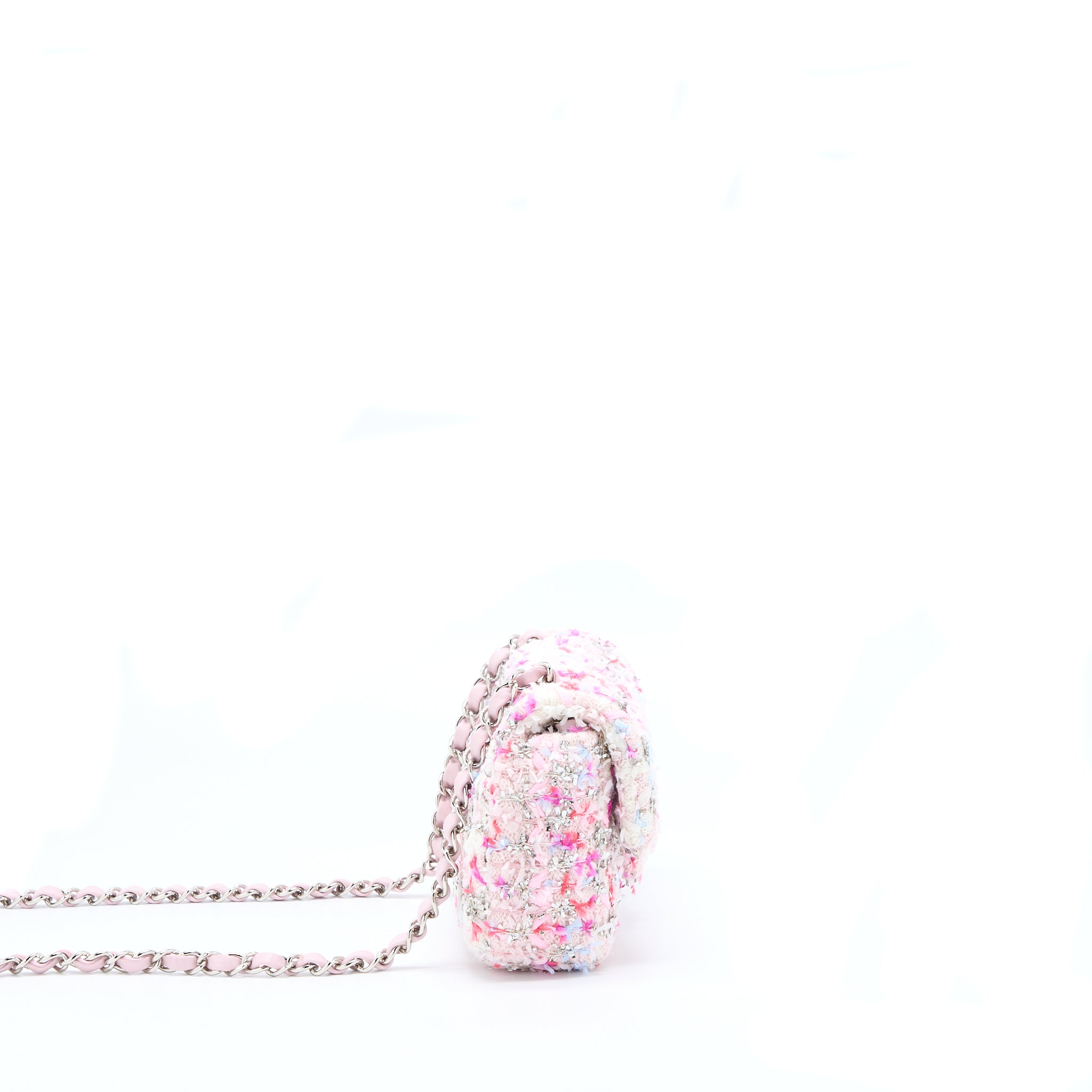 CHANEL SEASONAL MINI RECTANGULAR FLAP BAG TWEED PINK/MULTICOLOUR SHW - Image 4