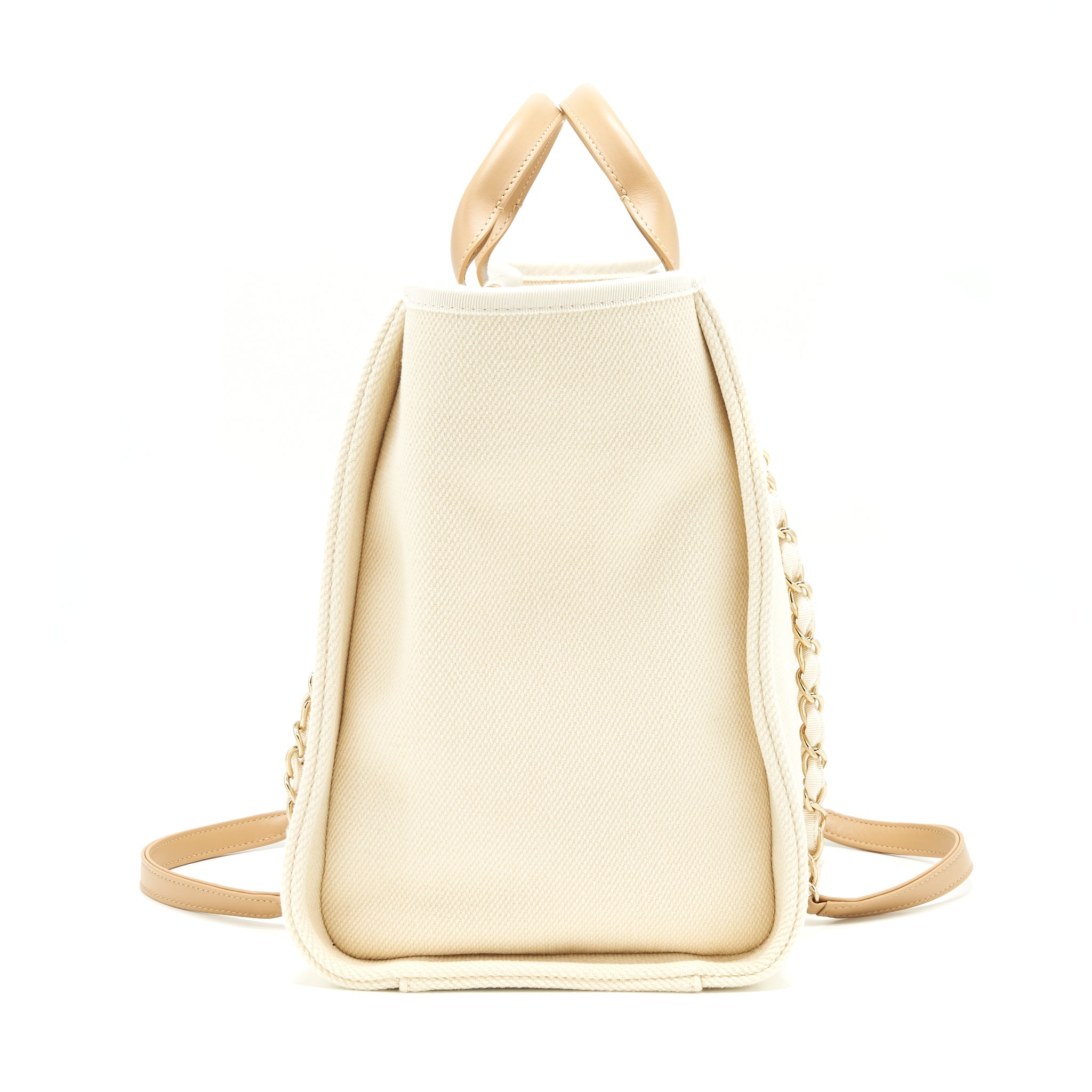 CHANEL DEAUVILLE TOTE BAG IN CREAMY WHITE/ BEIGE GHW - Image 4