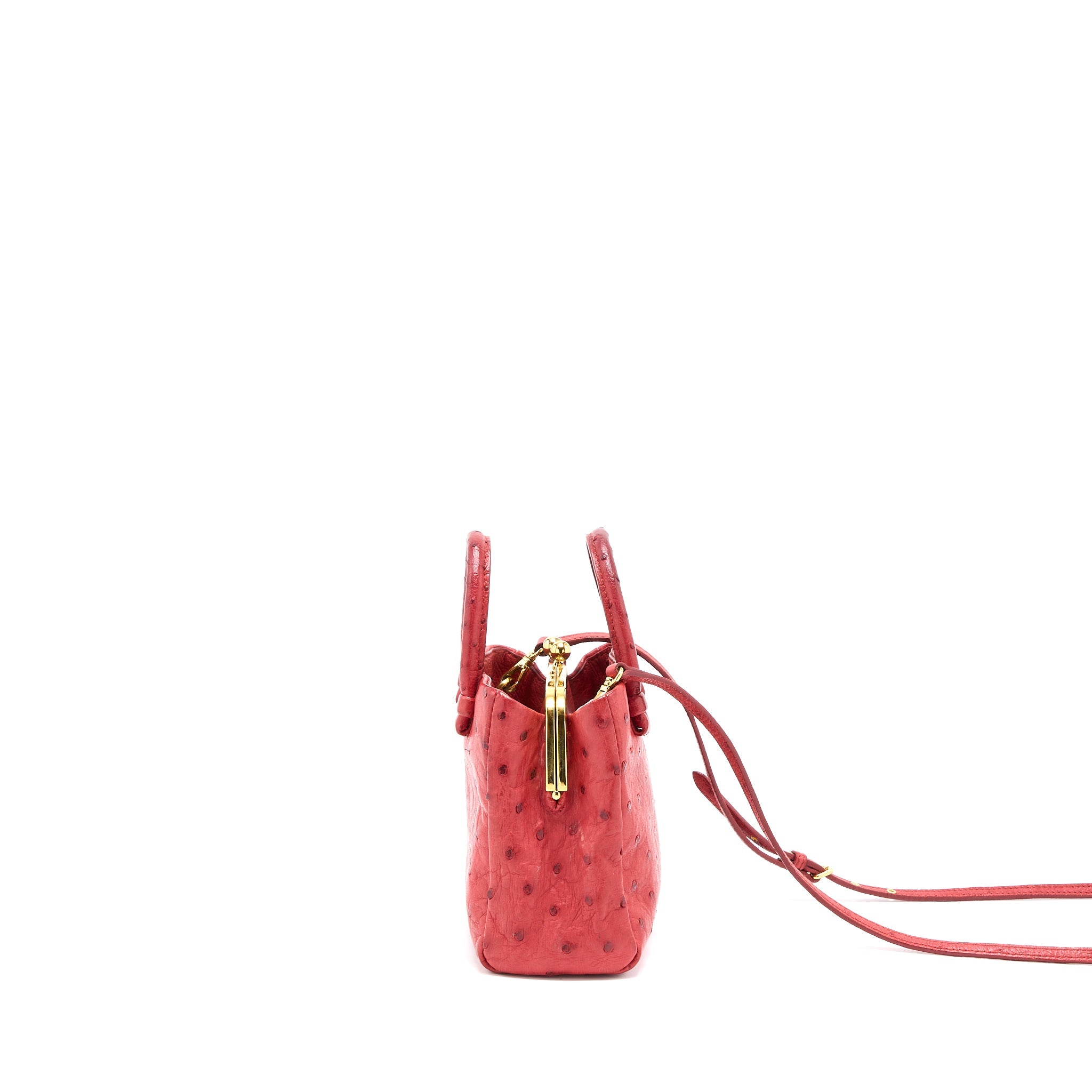MIUMIU TOTE BAG OSTRICH RED GHW - Image 3