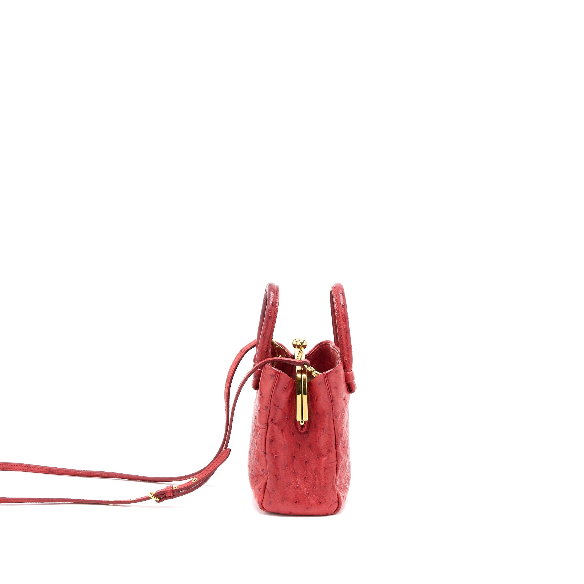 MIUMIU TOTE BAG OSTRICH RED GHW - Image 4