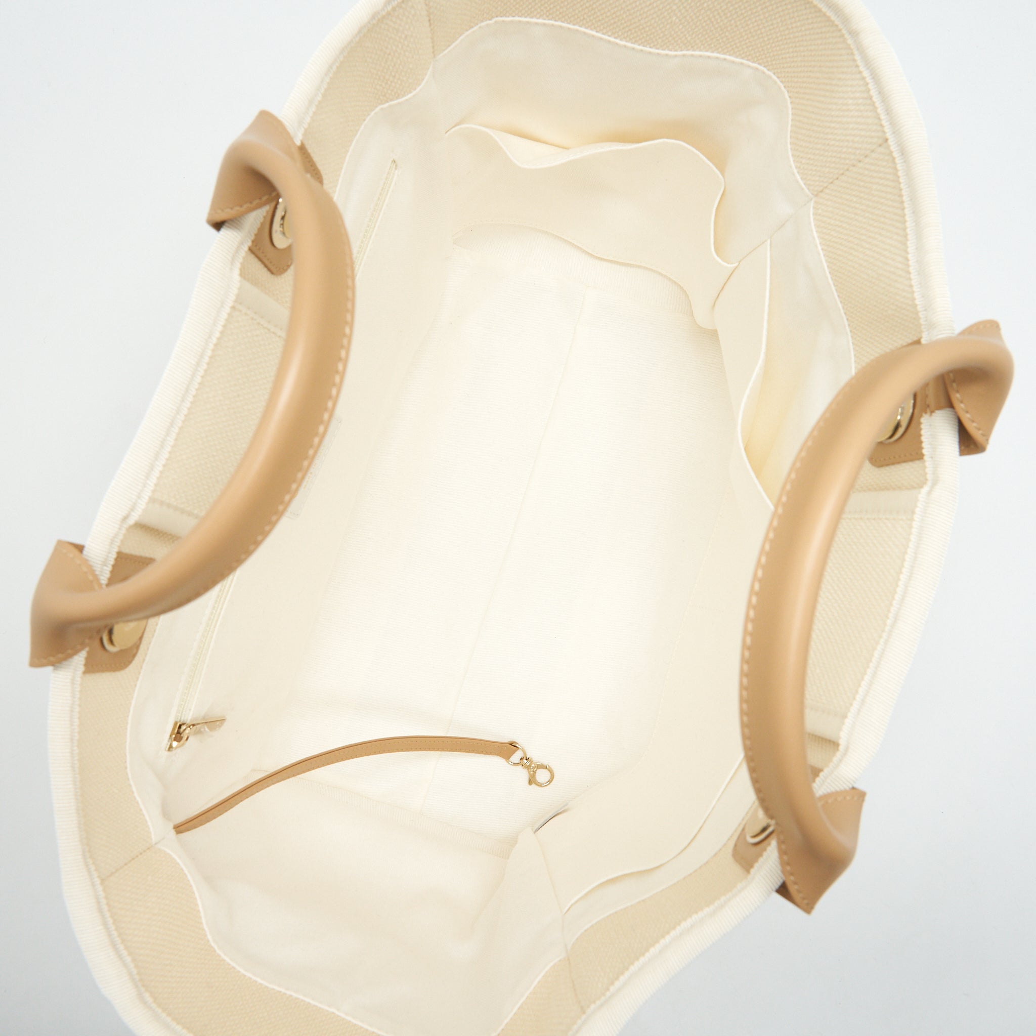 CHANEL DEAUVILLE TOTE BAG IN CREAMY WHITE/ BEIGE GHW - Image 5