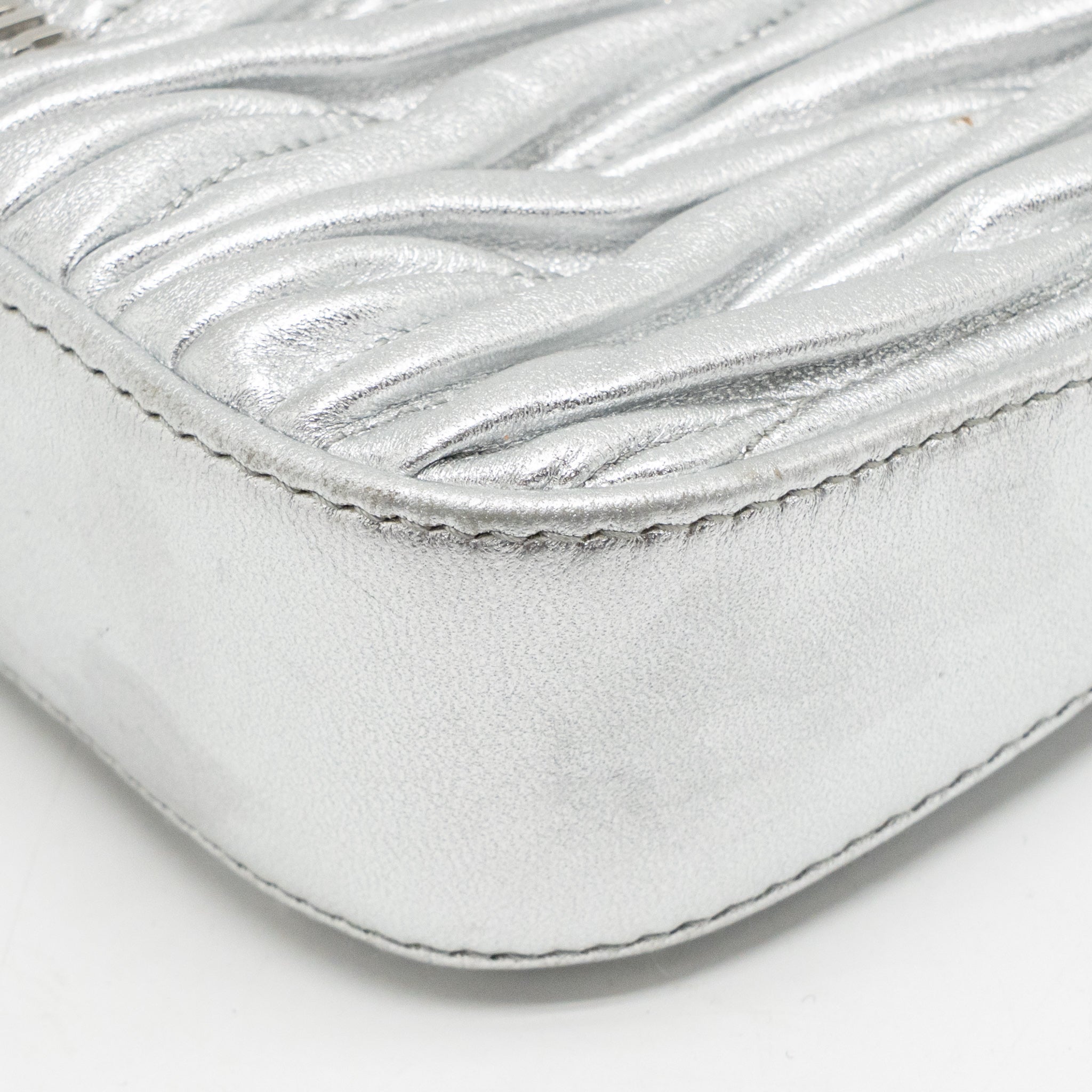 MIU MIU SASSY BAG MATELASSE NAPA LEATHER SILVER SHW - Image 8