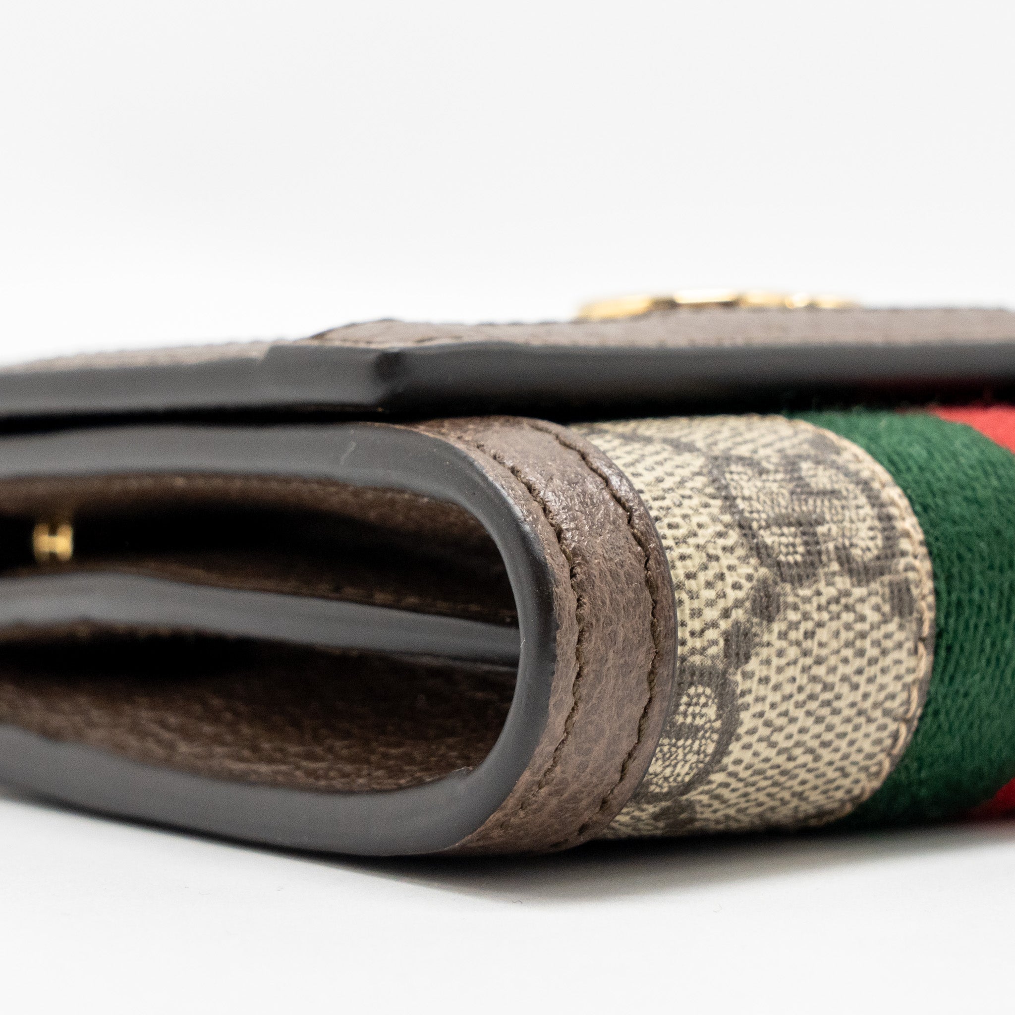 GUCCI OPHIDIA GG COMPACT WALLET CANVAS / CALFSKIN BROWN GHW - Image 6