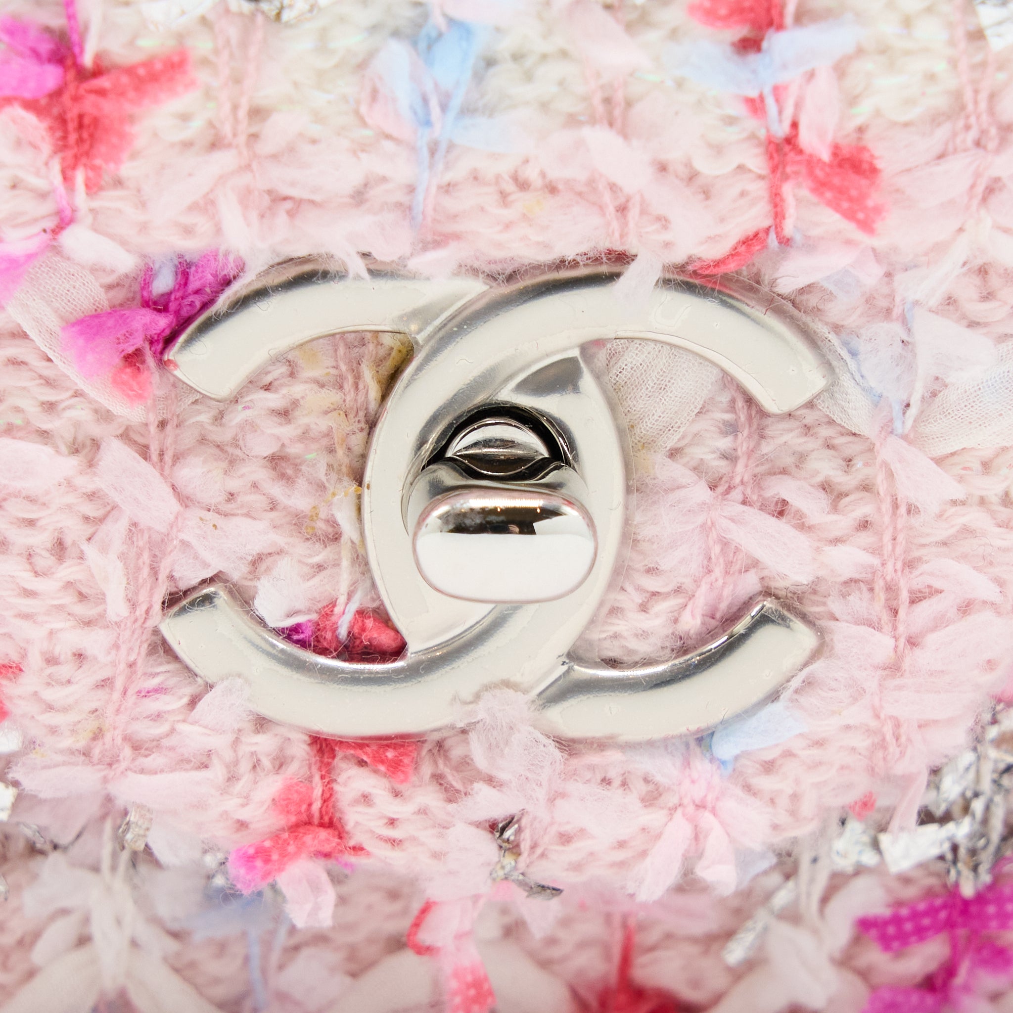 CHANEL SEASONAL MINI RECTANGULAR FLAP BAG TWEED PINK/MULTICOLOUR SHW - Image 7