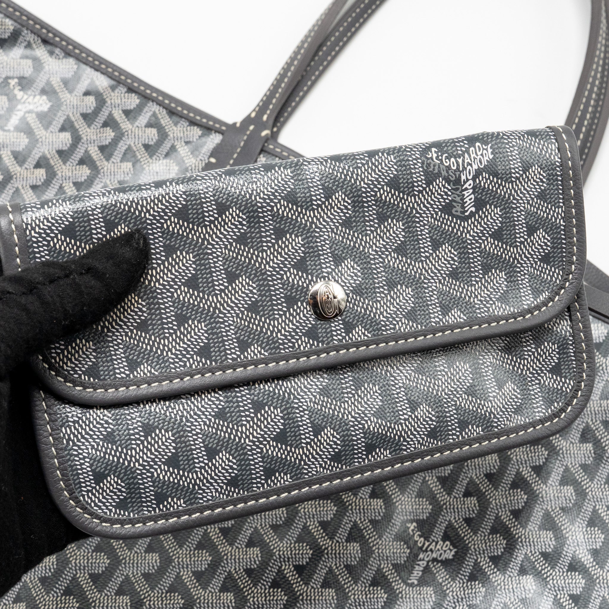 GOYARD SAINT LOUIS PM TOTE GOYARDINE CANVAS/CALFSKIN GREY SHW - Image 14