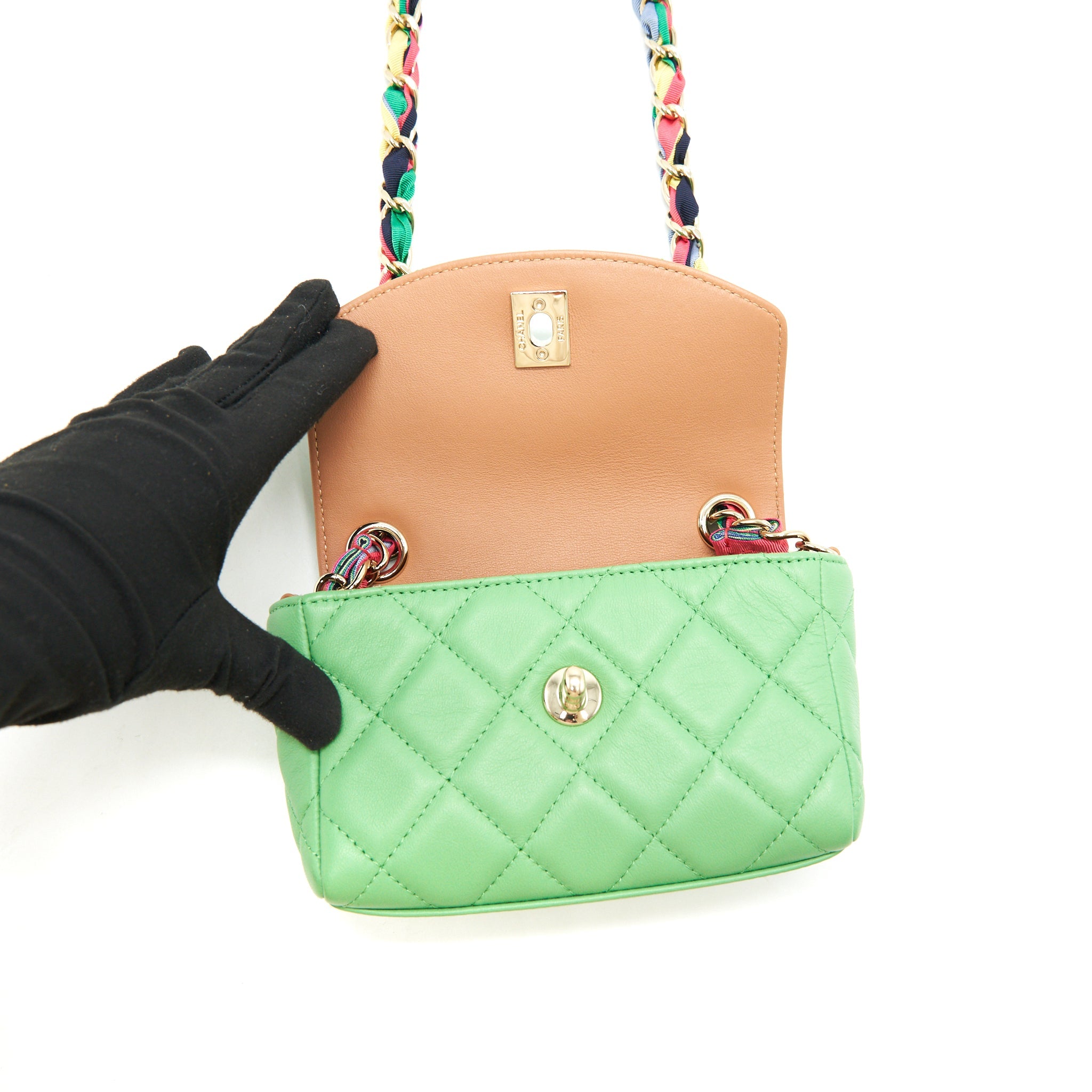 CHANEL SMALL SCARF ENTWINED CHAIN BAG GREEN - Image 6