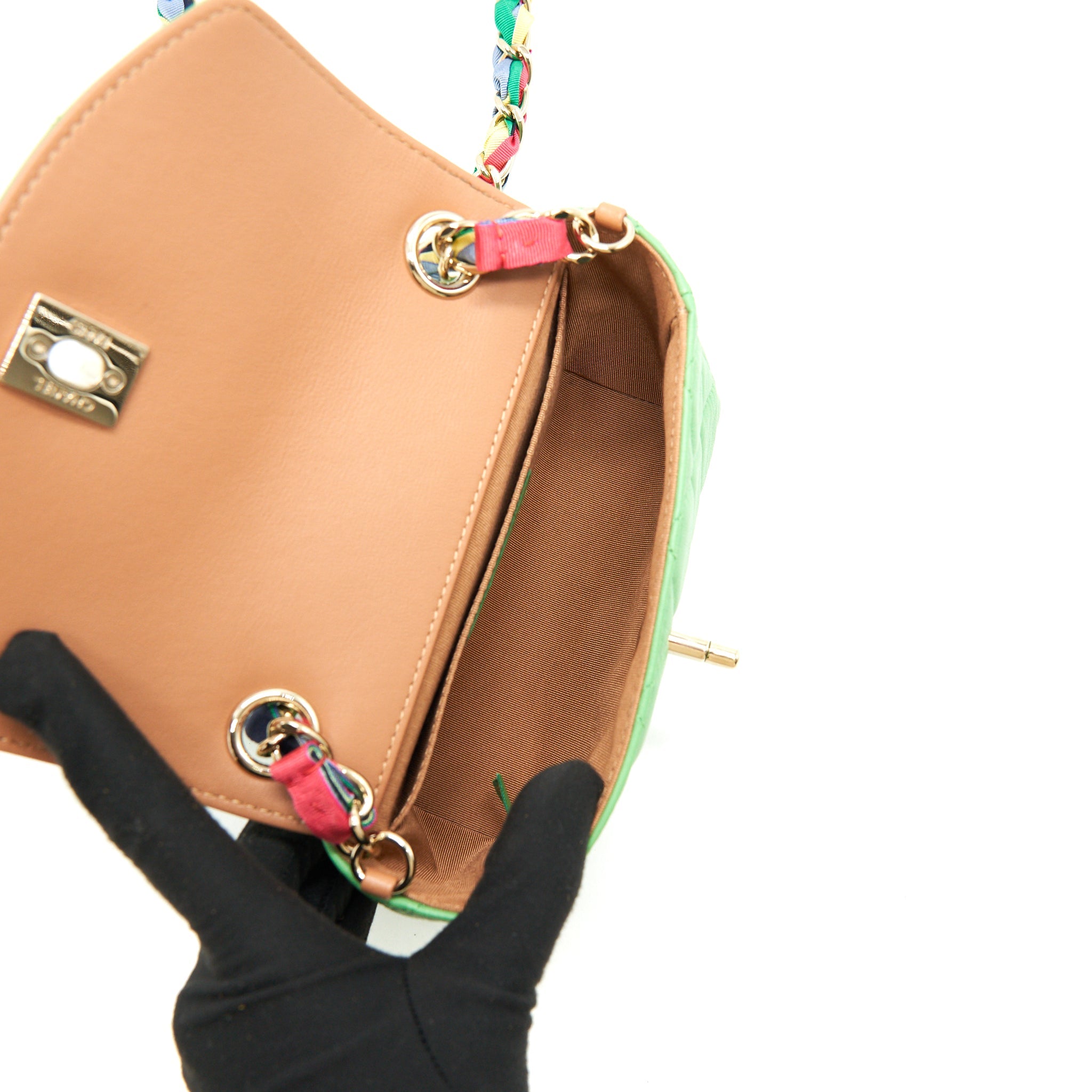 CHANEL SMALL SCARF ENTWINED CHAIN BAG GREEN - Image 7
