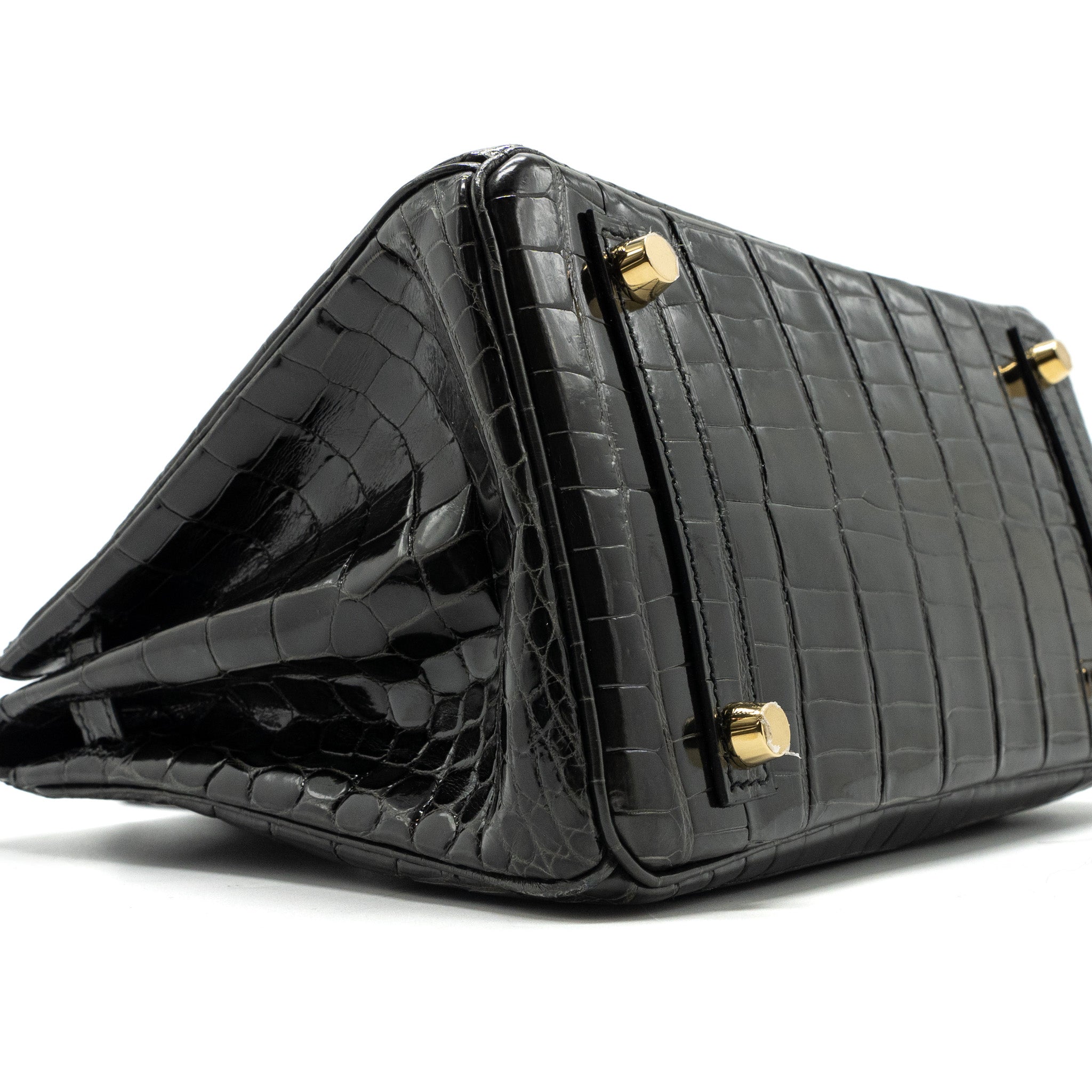 HERMES BIRKIN 25 SHINY CROCODILE NILOTICUS 88 GRAPHITE GHW - Image 7