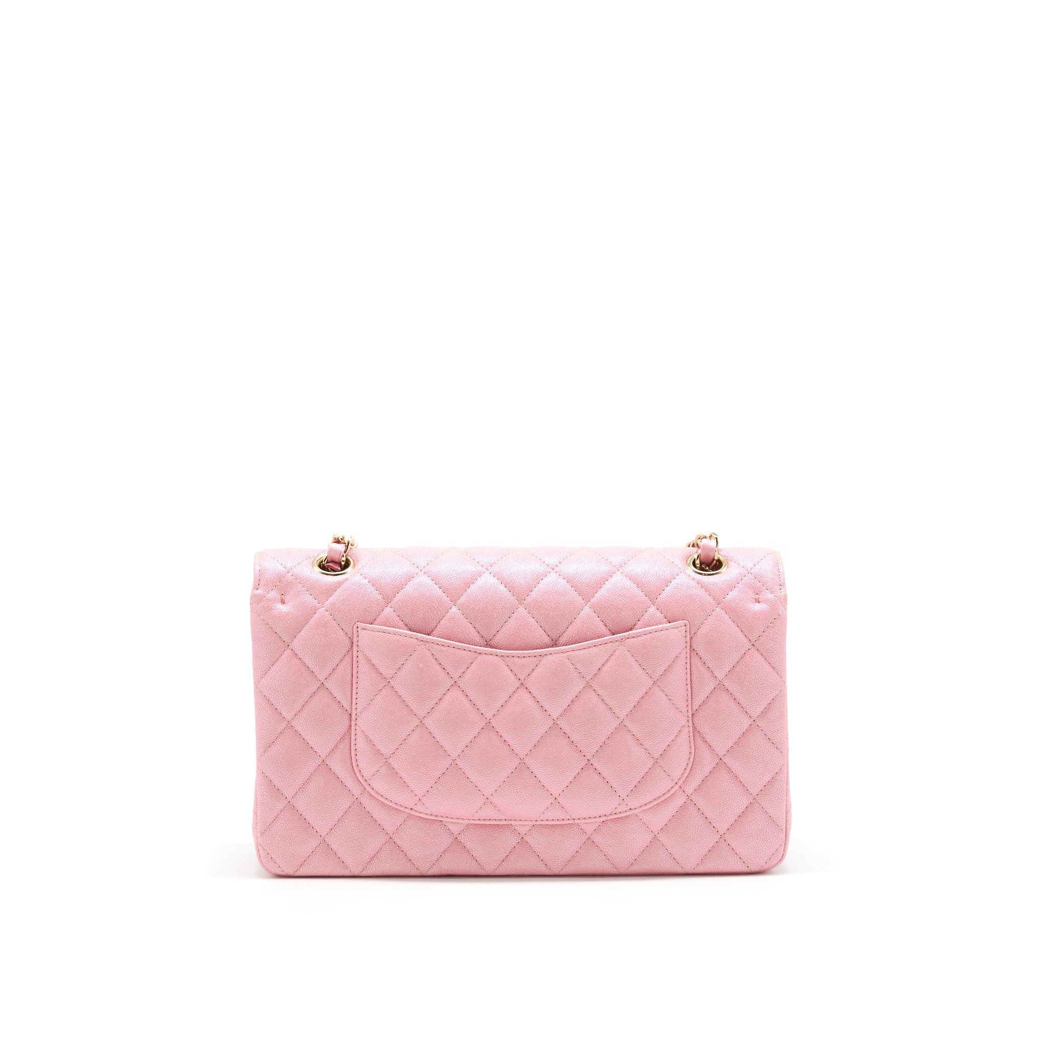 CHANEL IRIDESCENT PEARLY PINK MEDIUM CLASSIC DOUBLE FLAP BAG CAVIAR WITH LGHW - Image 2
