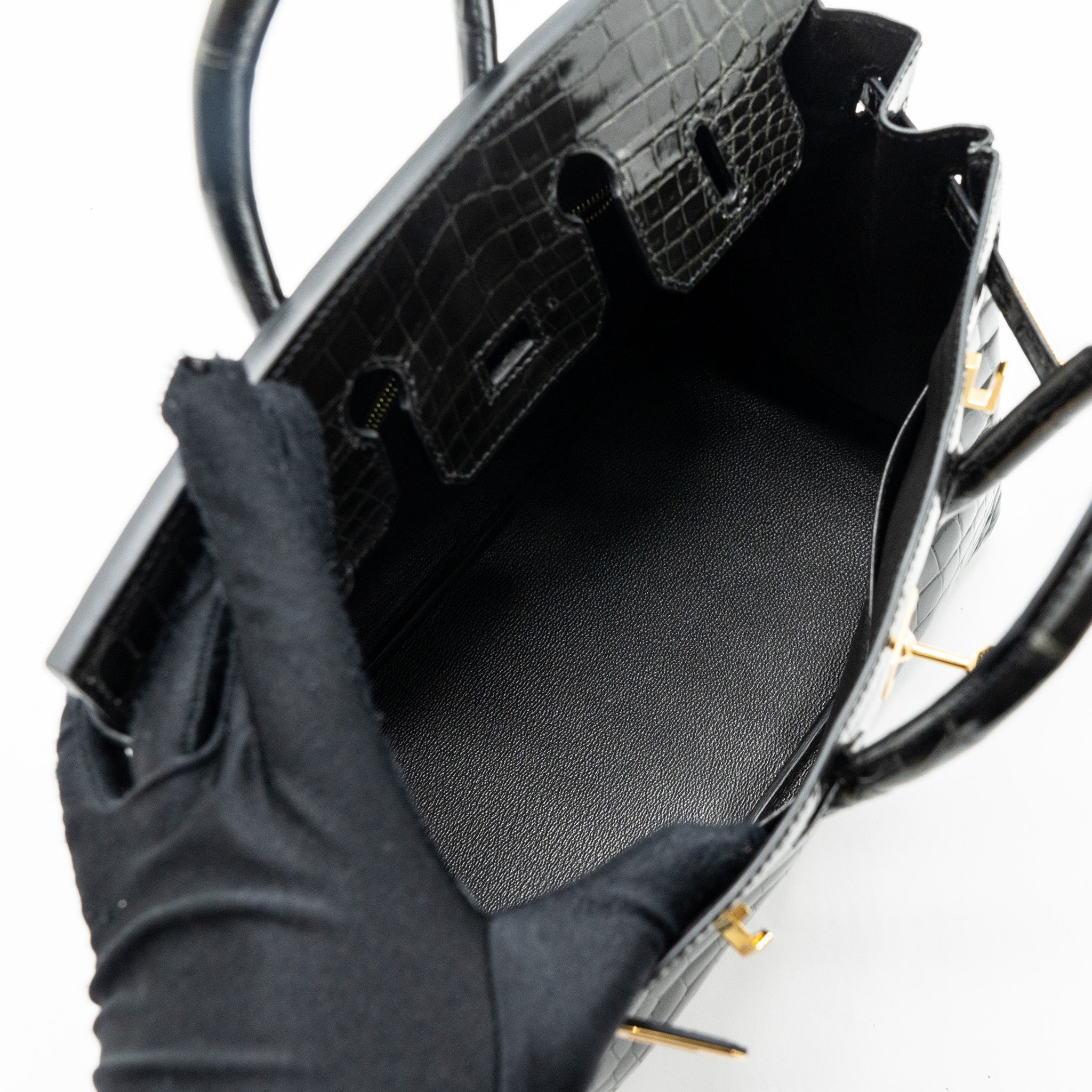 HERMES BIRKIN 25 SHINY CROCODILE NILOTICUS 88 GRAPHITE GHW - Image 15