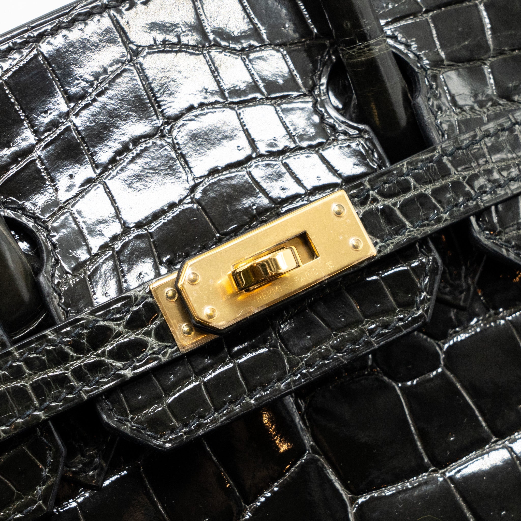 HERMES BIRKIN 25 SHINY CROCODILE NILOTICUS 88 GRAPHITE GHW - Image 11