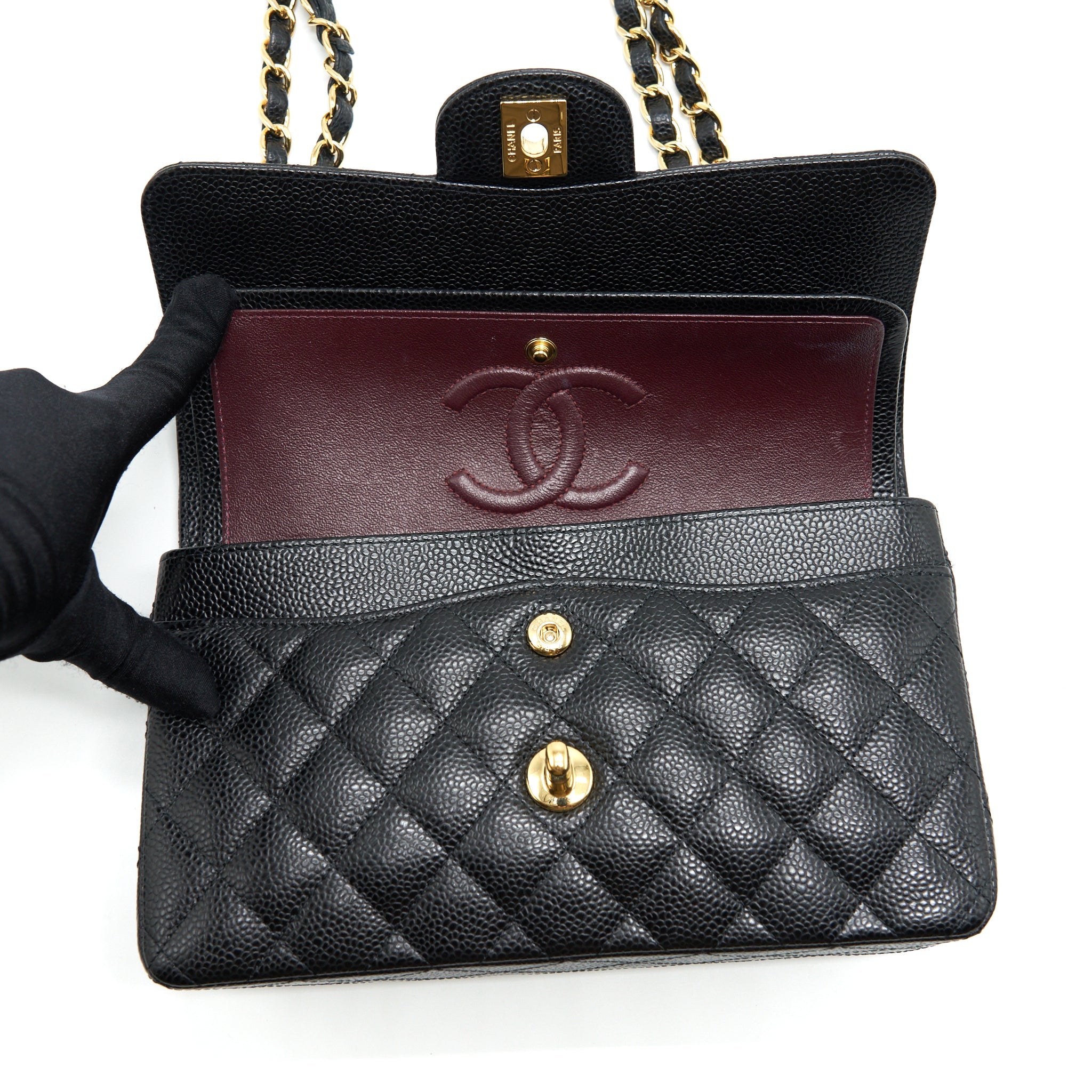 CHANEL SMALL CLASSIC DOUBLE FLAP CAVIAR BLACK GHW - Image 11