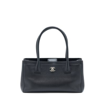 CHANEL CERF TOTE BAG GRAINED CALFSKIN BLACK SHW