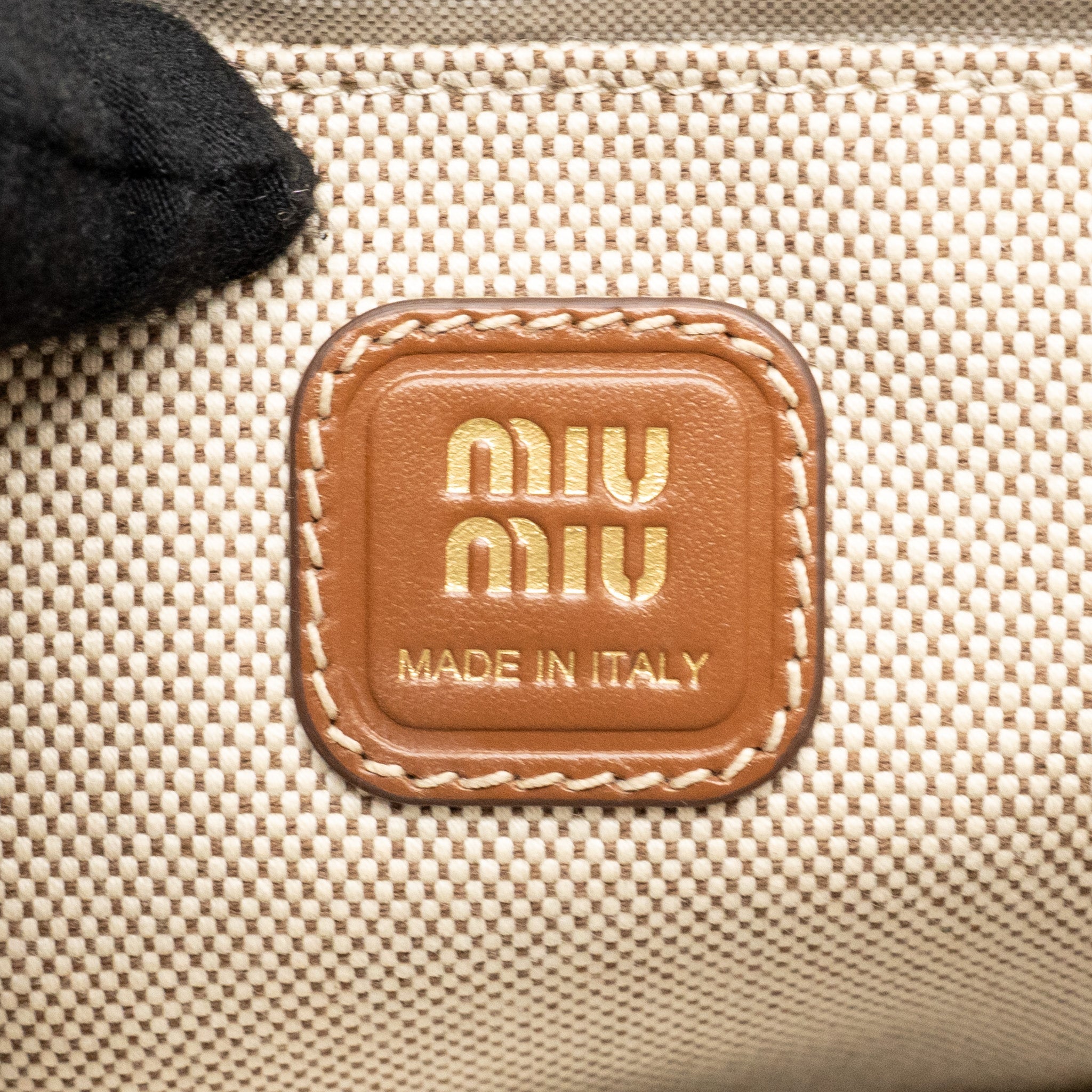MIU MIU MINI IVY BAG CANVAS/LEATHER BEIGE/BRANDY GHW - Image 13
