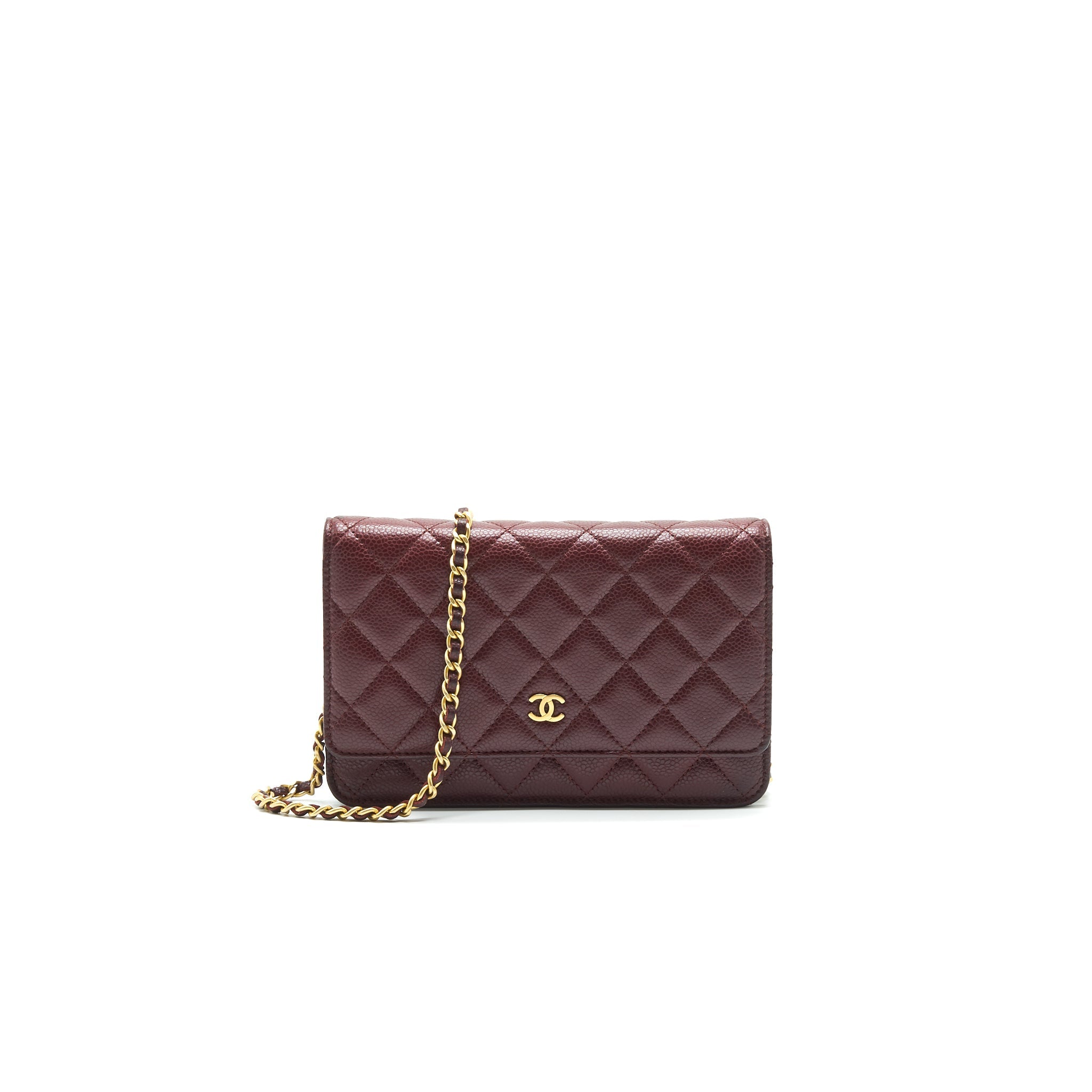 CHANEL BURGUNDY WALLET ON CHAIN CAVIAR GHW