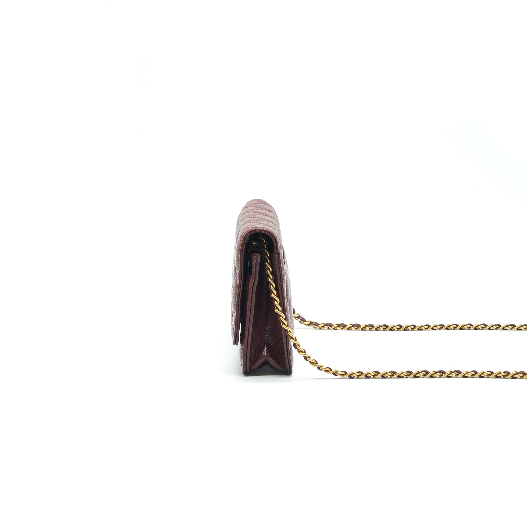 CHANEL BURGUNDY WALLET ON CHAIN CAVIAR GHW - Image 4