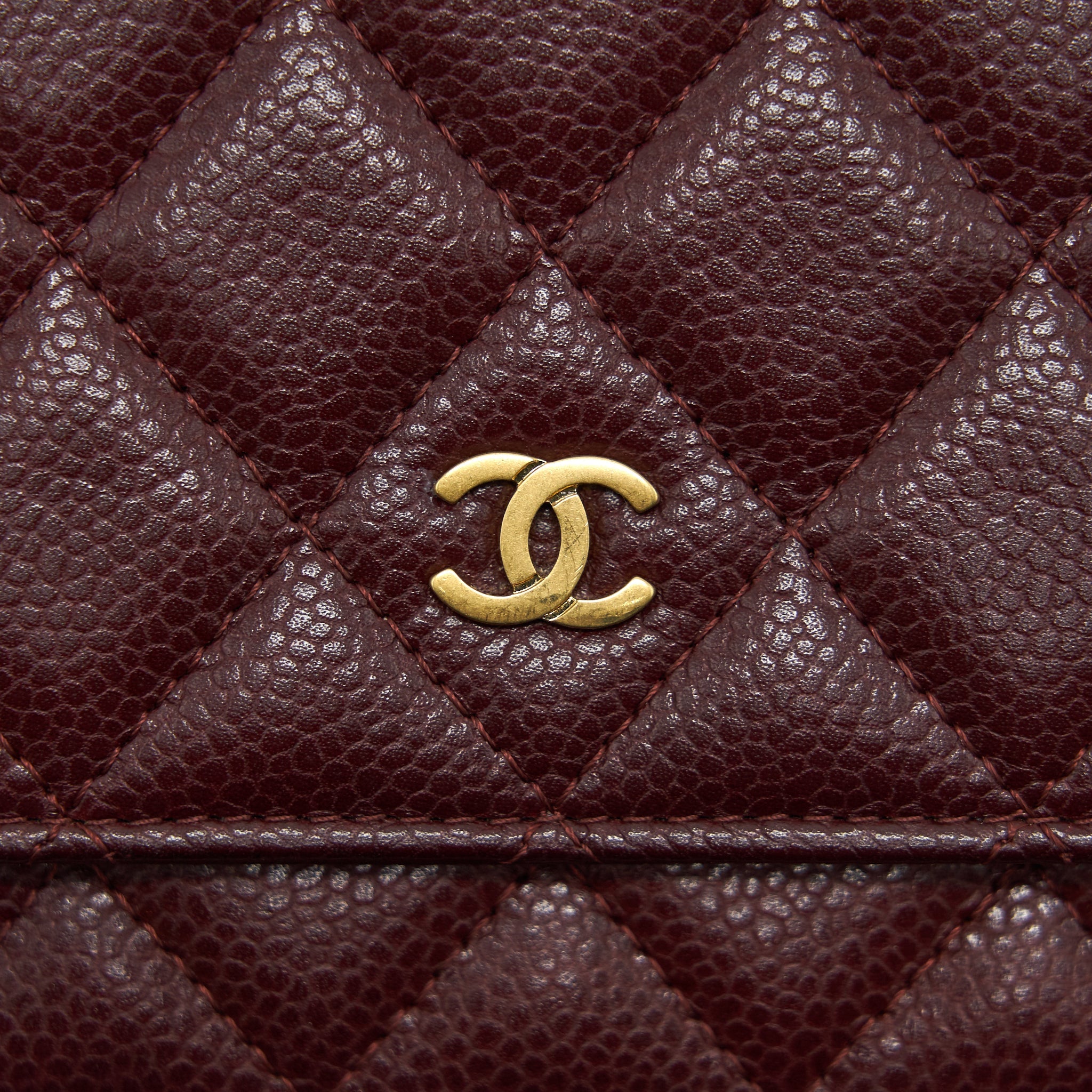 CHANEL BURGUNDY WALLET ON CHAIN CAVIAR GHW - Image 8