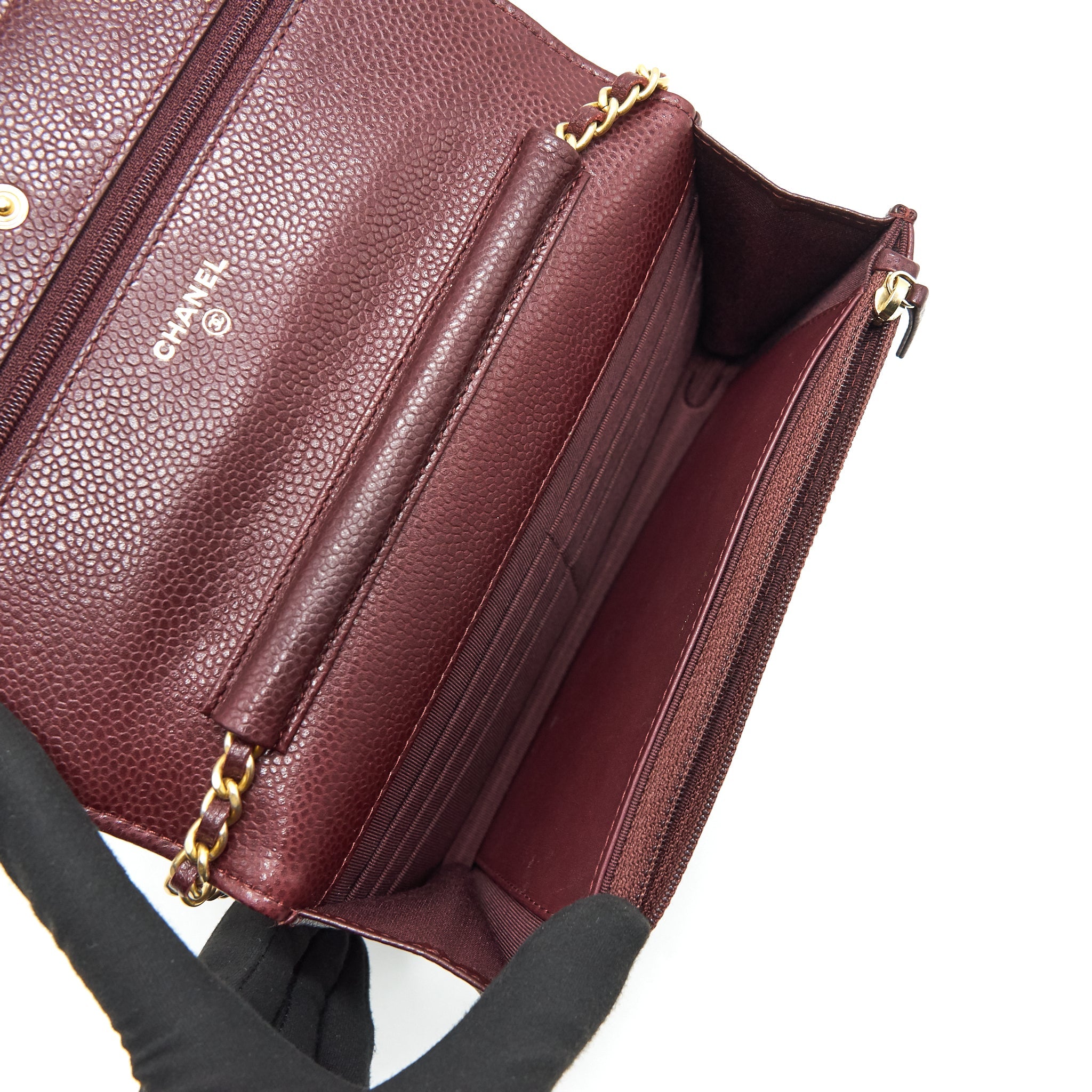 CHANEL BURGUNDY WALLET ON CHAIN CAVIAR GHW - Image 10