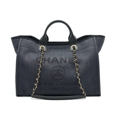 CHANEL MEDIUM DEAUVILLE TOTE IN BLACK GHW
