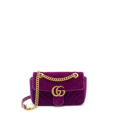GUCCI MINI MARMONT BAG VELVET PURPLE GHW