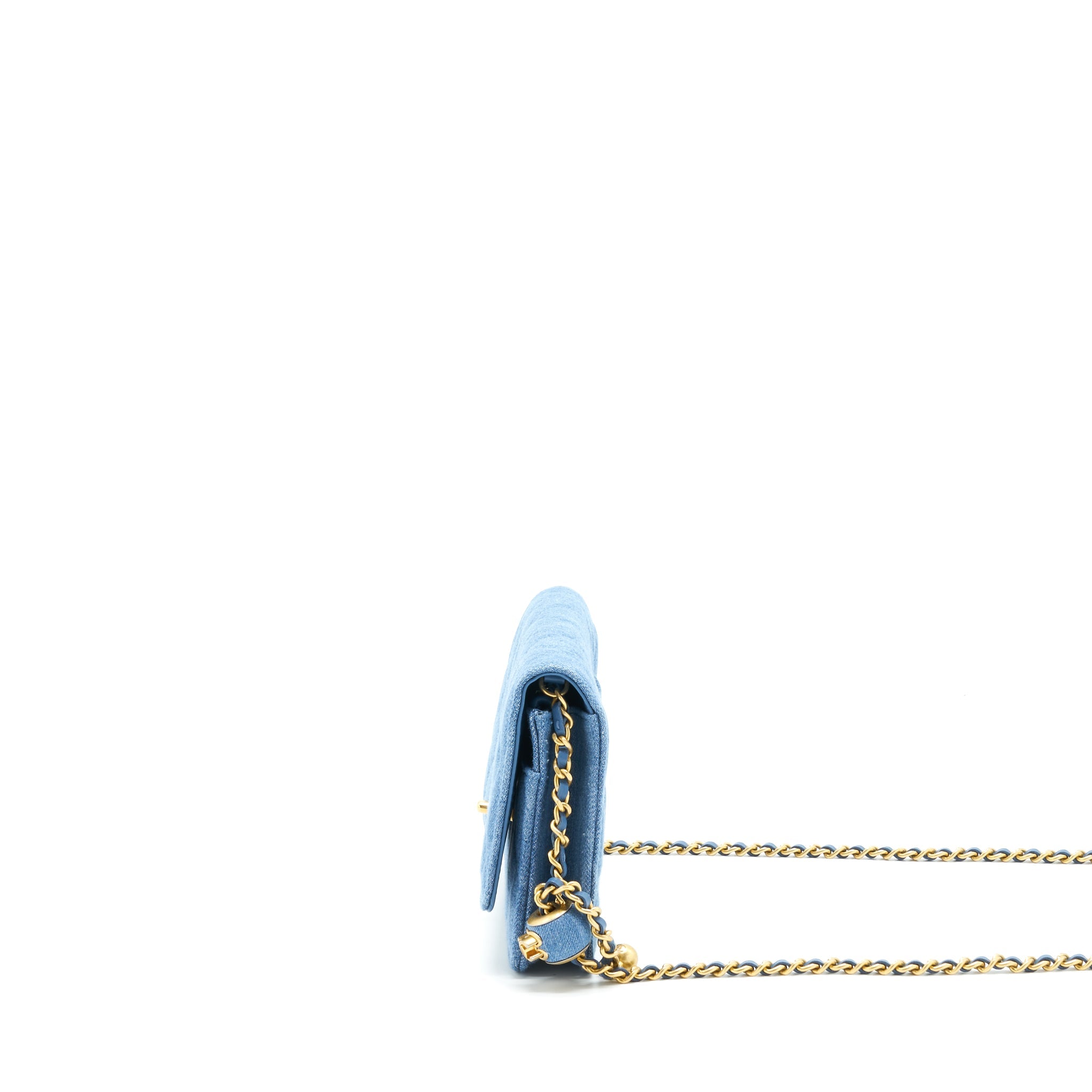 CHANEL PEARL CRUSH WALLET ON CHAIN DENIM BLUE GHW (MICROCHIP) - Image 3