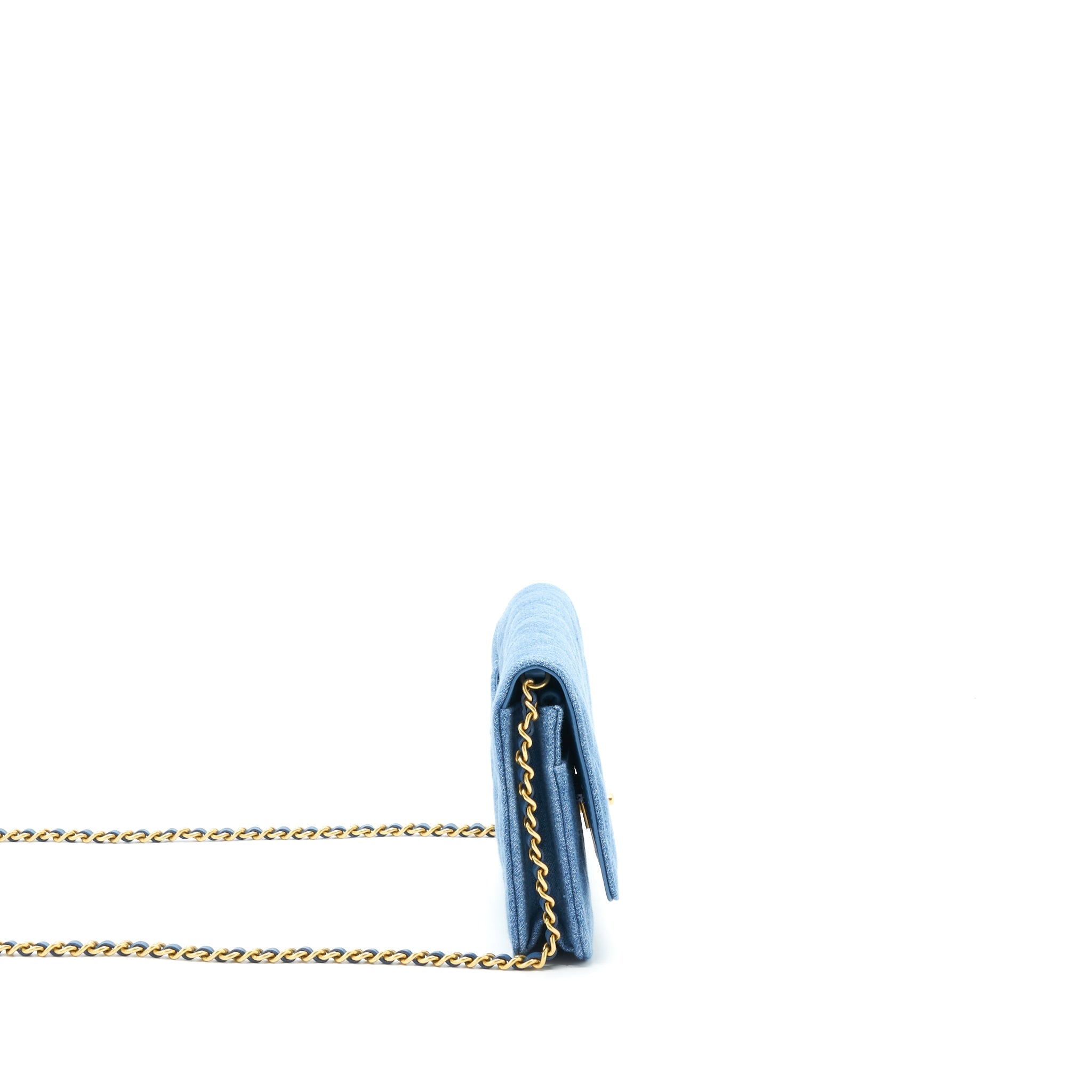 CHANEL PEARL CRUSH WALLET ON CHAIN DENIM BLUE GHW (MICROCHIP) - Image 4
