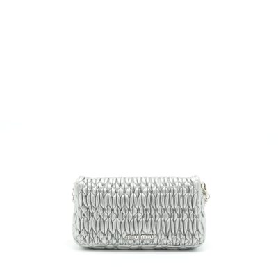 Alternative view of MIU MIU ICONIC CRYSTAL CLOQUE NAPPA SILVER SHW